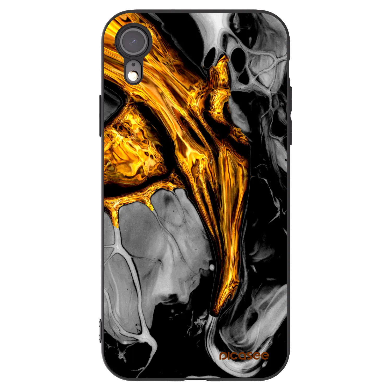 Picasee Apple iPhone XR Hülle - Schwarzes Silikon - Black Gold