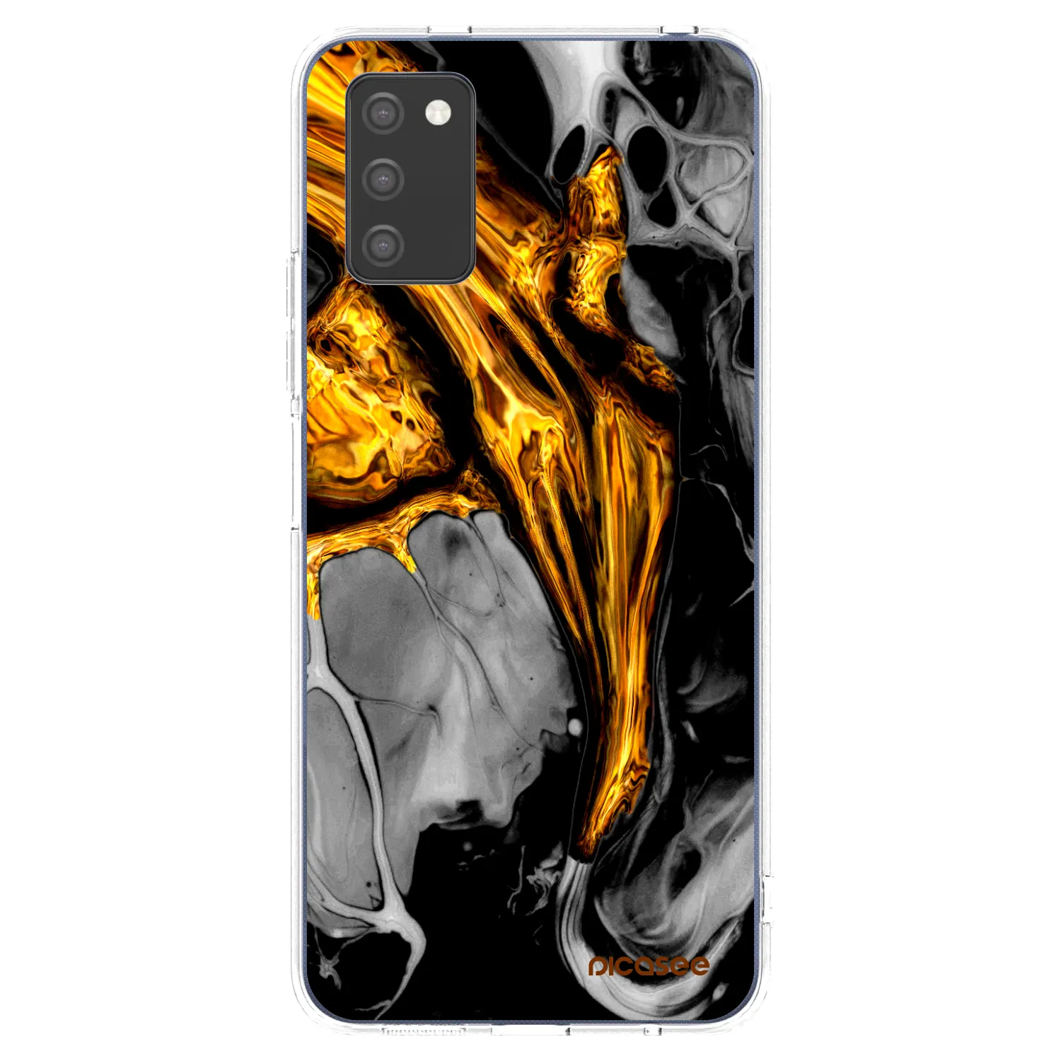 Picasee Samsung Galaxy A02s A025G Hülle - Transparentes Silikon - Black Gold