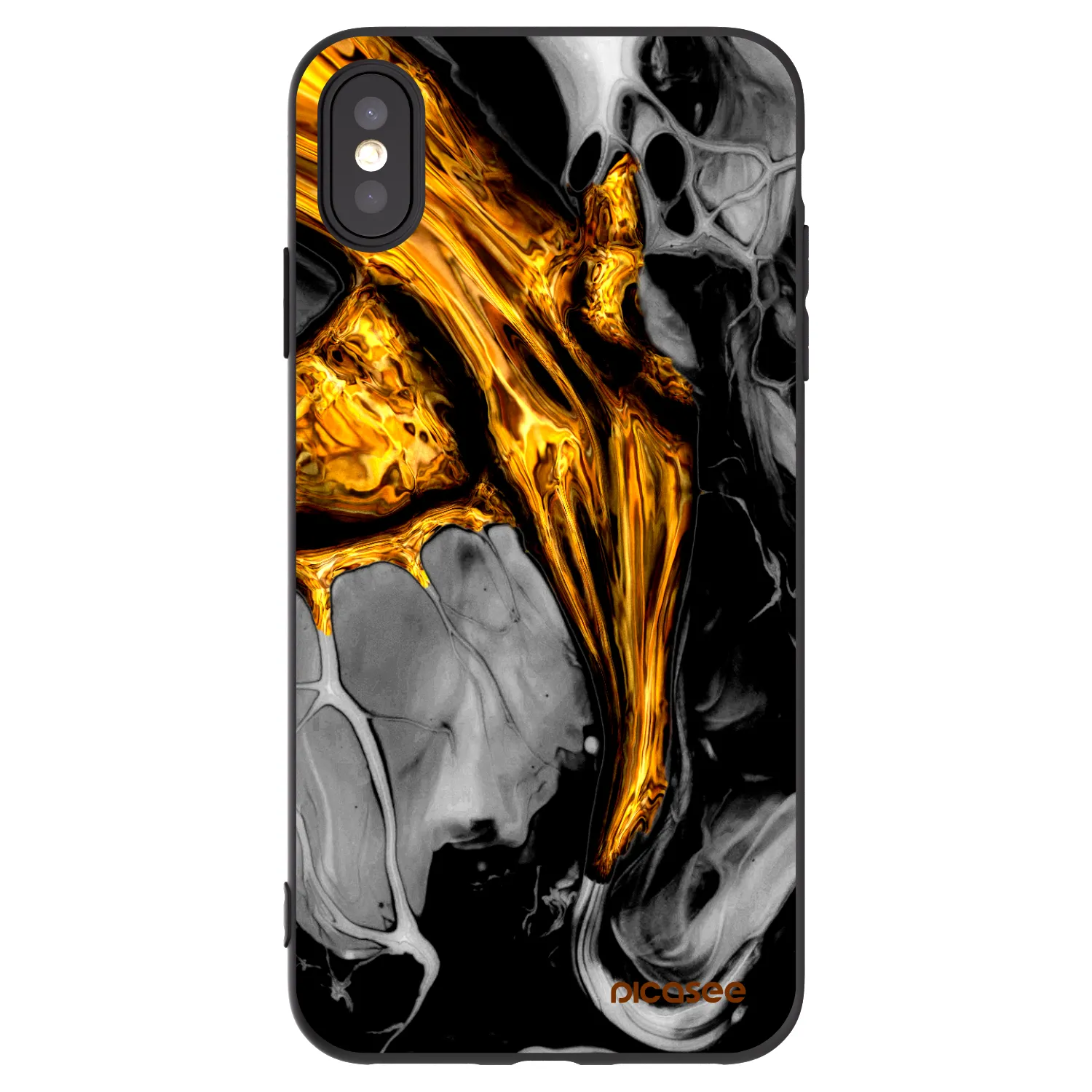 Picasee Apple iPhone XS Max Hülle - Schwarzes Silikon - Black Gold
