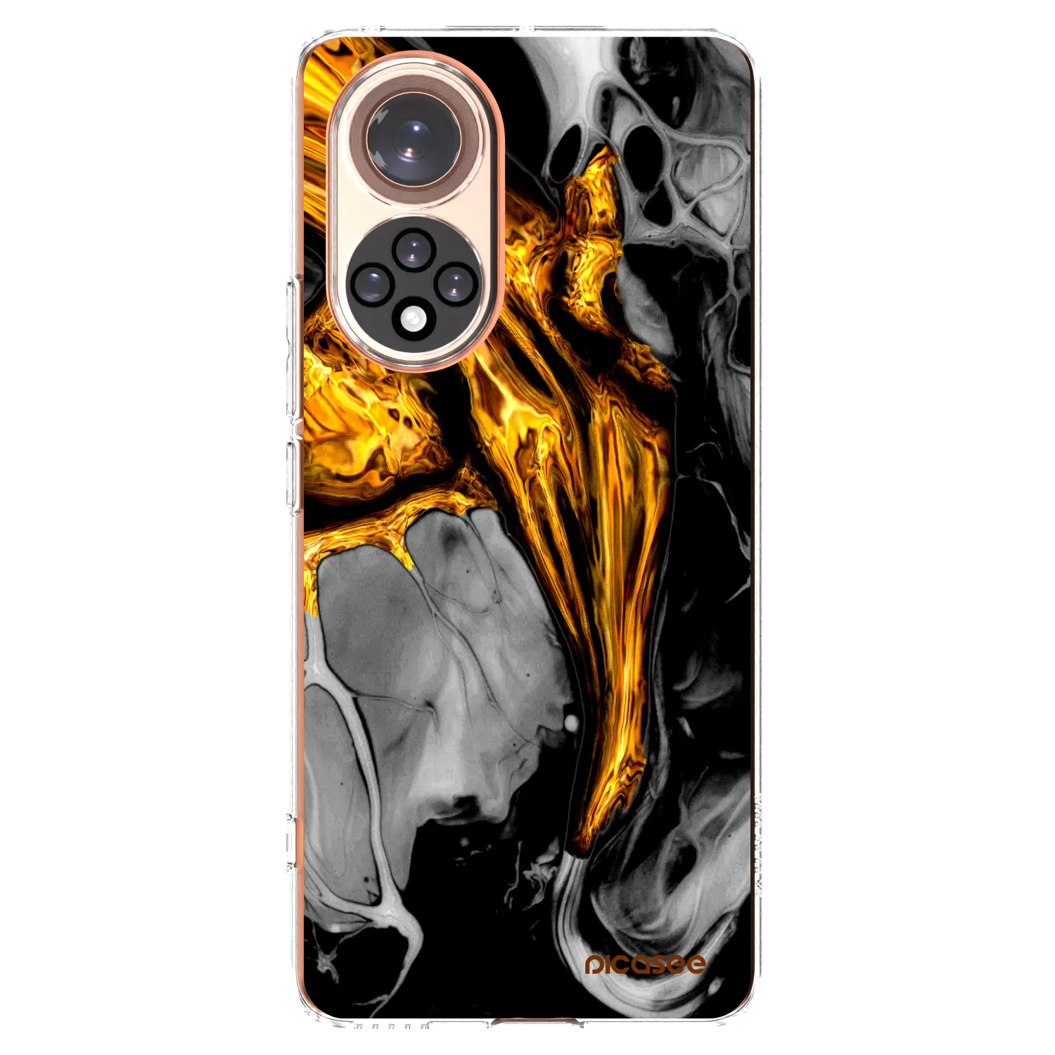 Picasee Huawei Nova 9 Hülle - Transparentes Silikon - Black Gold