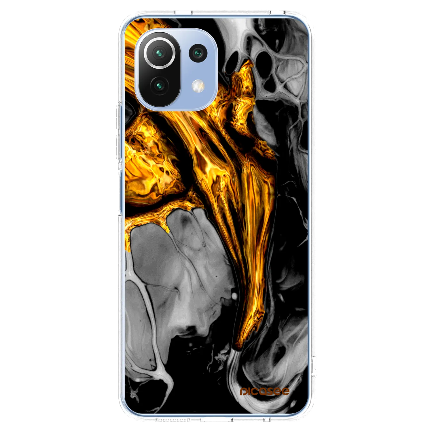 Picasee Xiaomi 11 Lite 5G NE Hülle - Transparentes Silikon - Black Gold