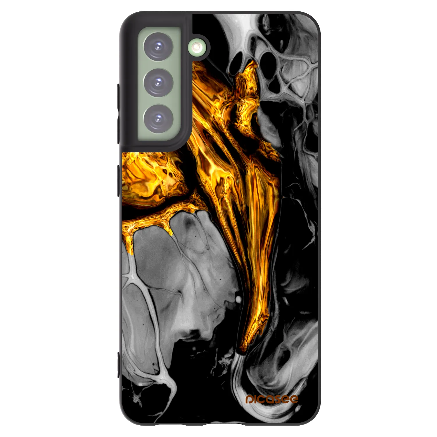 Picasee Samsung Galaxy S21 FE 5G Hülle - Schwarzes Silikon - Black Gold