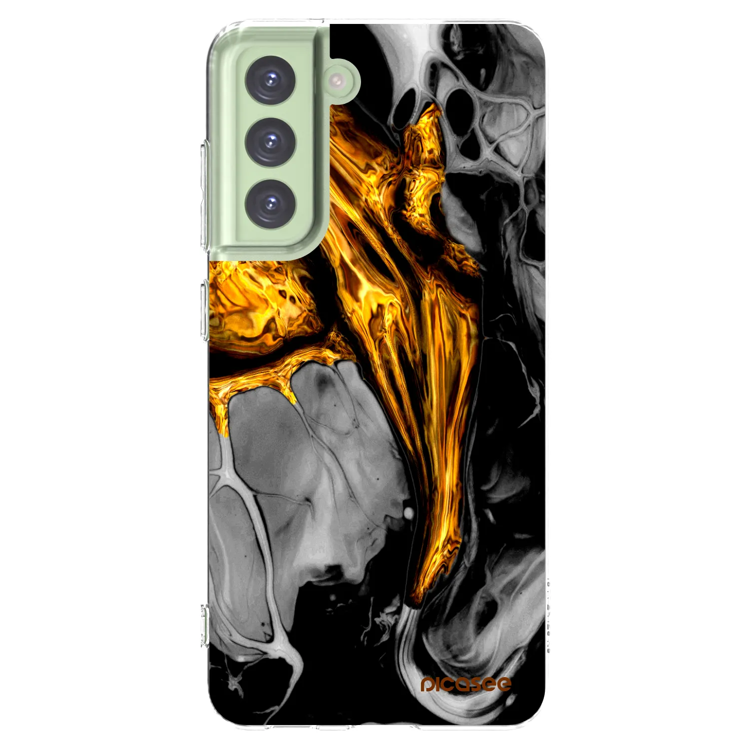 Picasee Samsung Galaxy S21 FE 5G Hülle - Transparentes Silikon - Black Gold