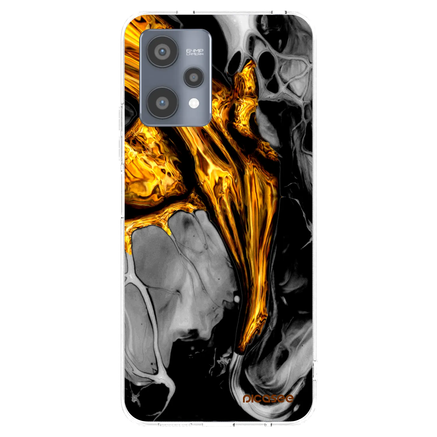 Picasee Realme 9 Pro 5G Hülle - Transparentes Silikon - Black Gold
