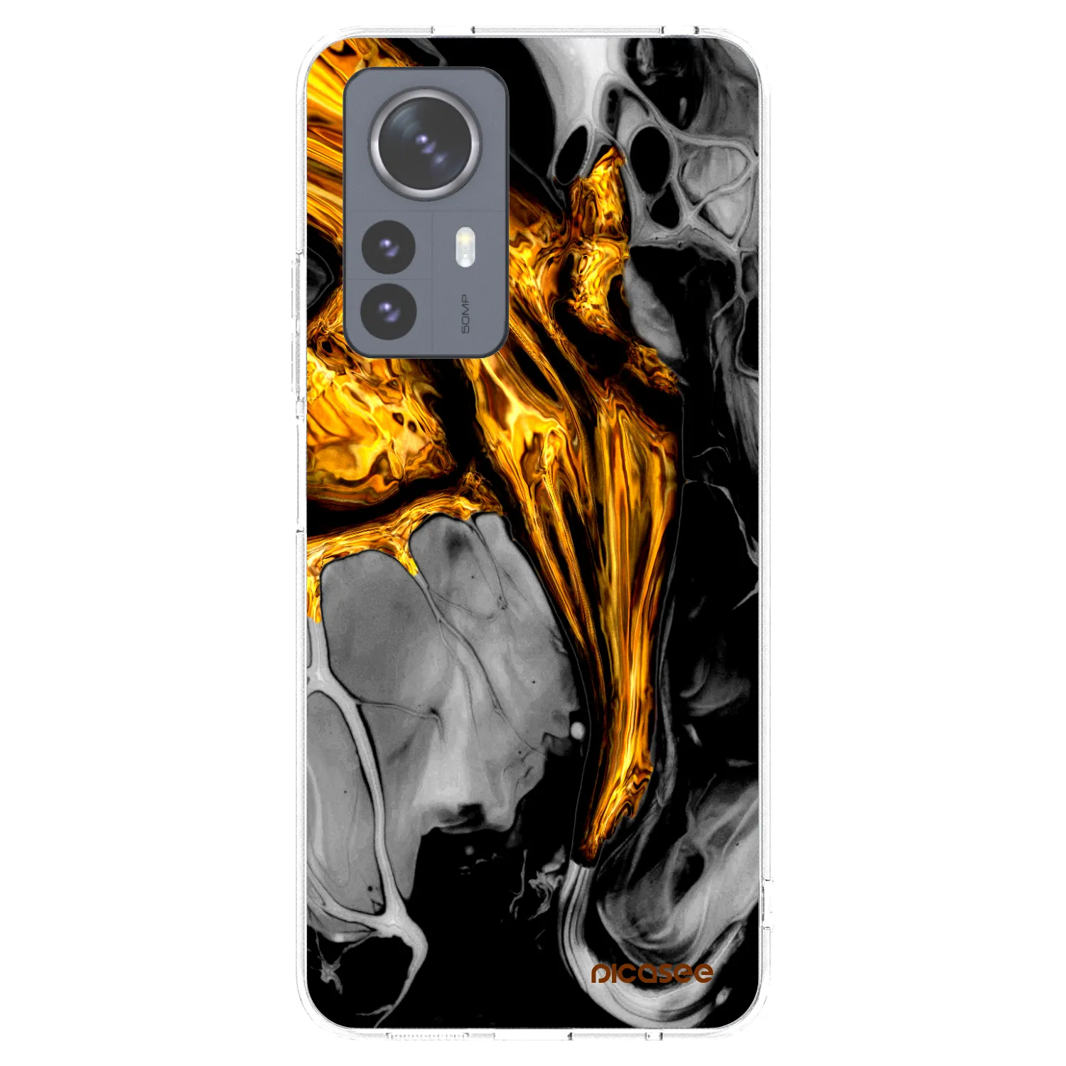 Picasee Xiaomi 12 Pro Hülle - Transparentes Silikon - Black Gold
