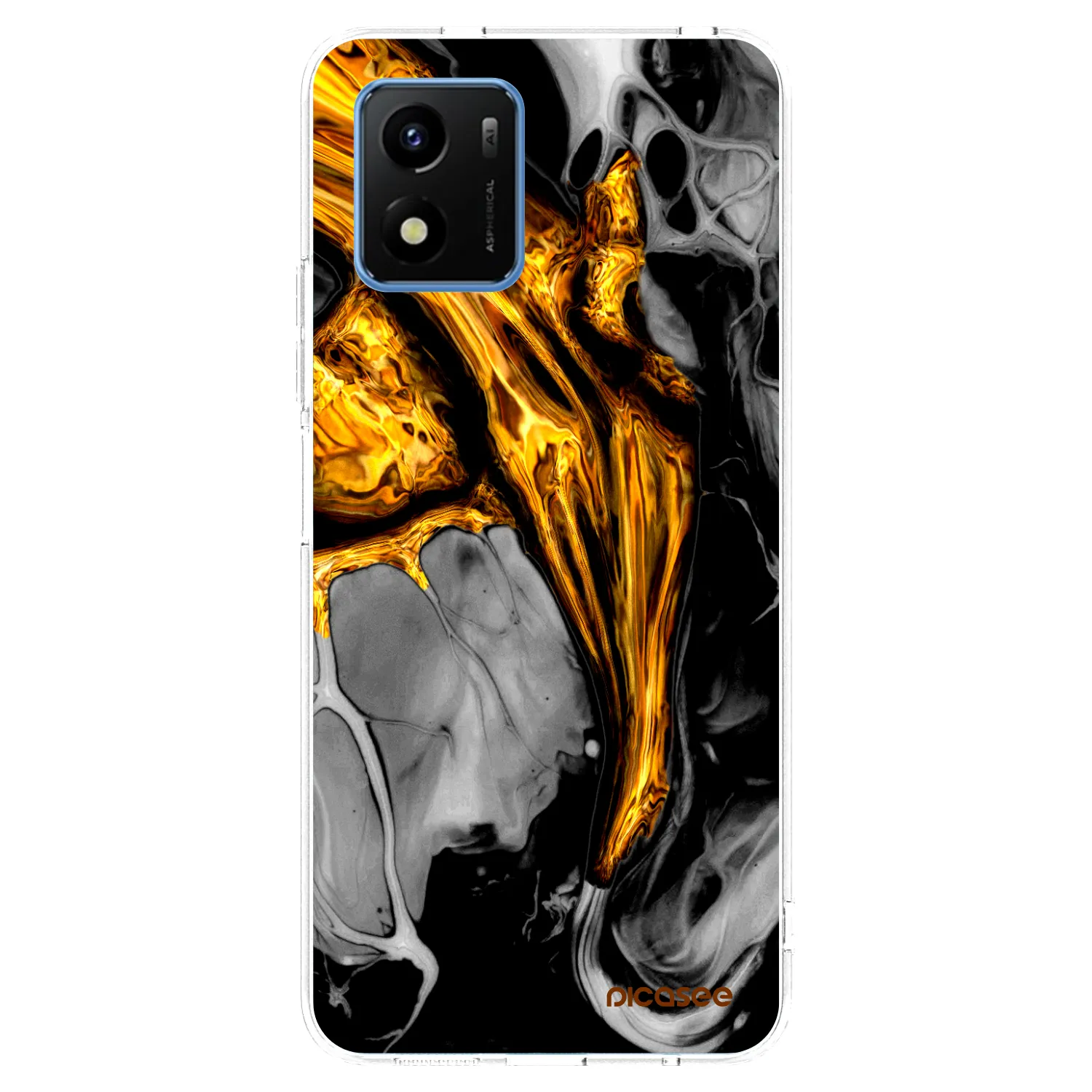 Picasee Vivo Y01 Hülle - Transparentes Silikon - Black Gold