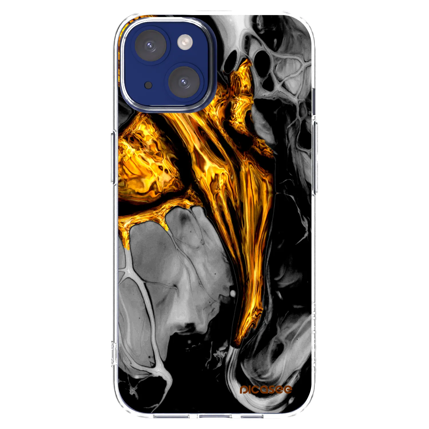 Picasee Apple iPhone 14 Hülle - Transparentes Silikon - Black Gold