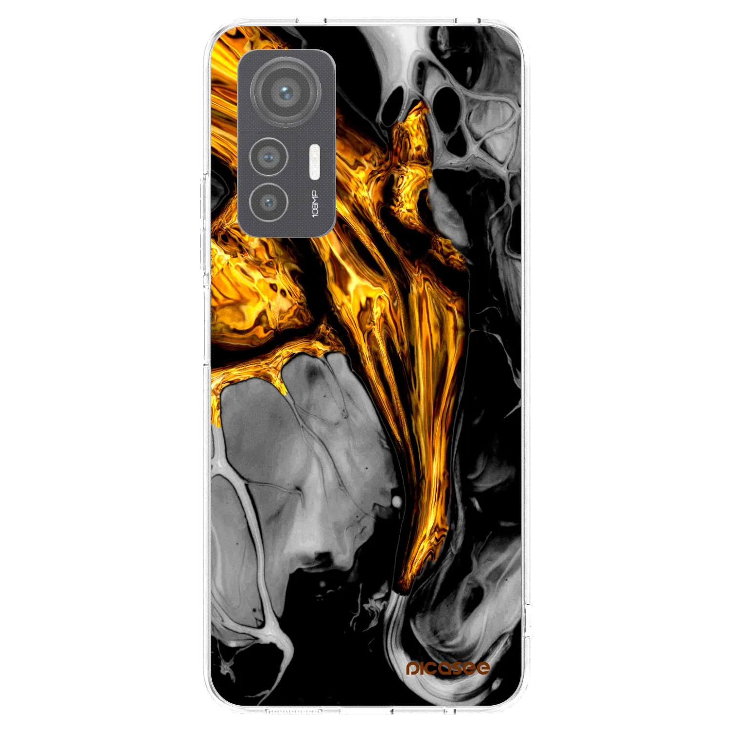 Picasee Xiaomi 12 Lite Hülle - Transparentes Silikon - Black Gold