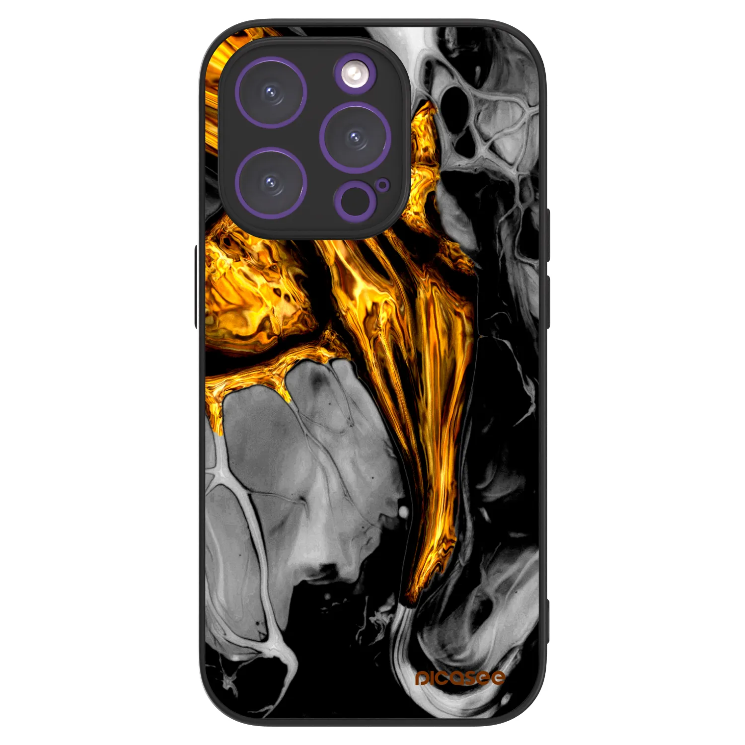 Picasee ULTIMATE CASE MagSafe für Apple iPhone 14 Pro - Black Gold