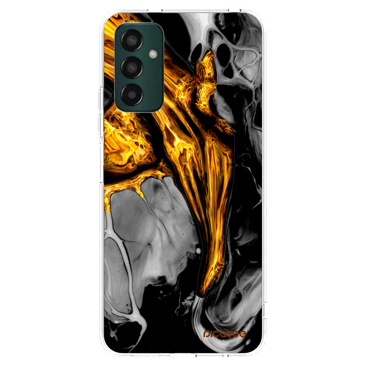 Picasee Samsung Galaxy M23 5G Hülle - Transparentes Silikon - Black Gold