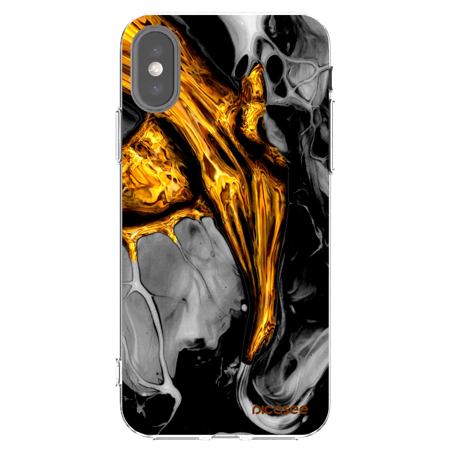 Picasee Apple iPhone X/XS Hülle - Transparentes Silikon - Black Gold