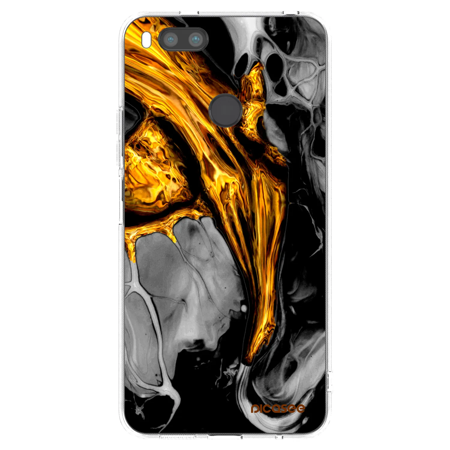 Picasee Xiaomi Redmi A1 Hülle - Transparentes Silikon - Black Gold