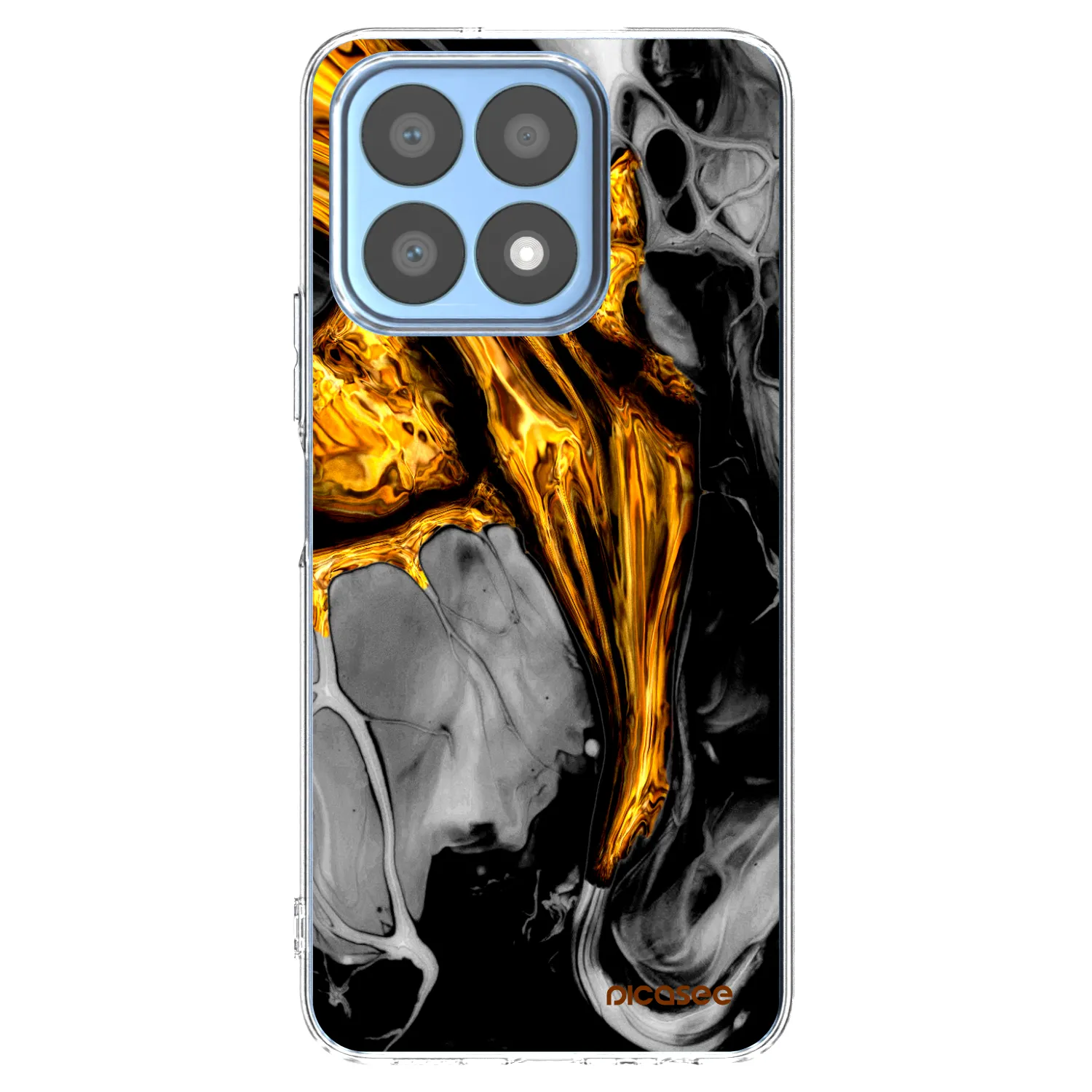 Picasee Honor X8a Hülle - Transparentes Silikon - Black Gold