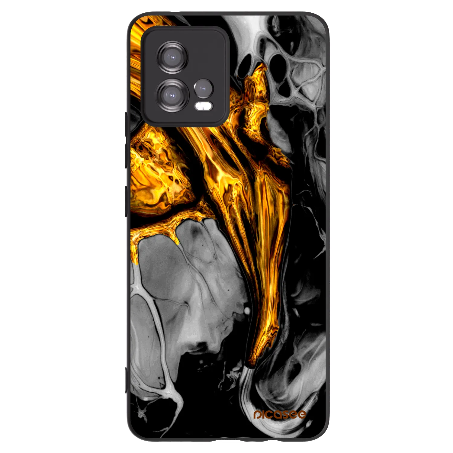 Picasee Motorola Moto G72 Hülle - Schwarzes Silikon - Black Gold