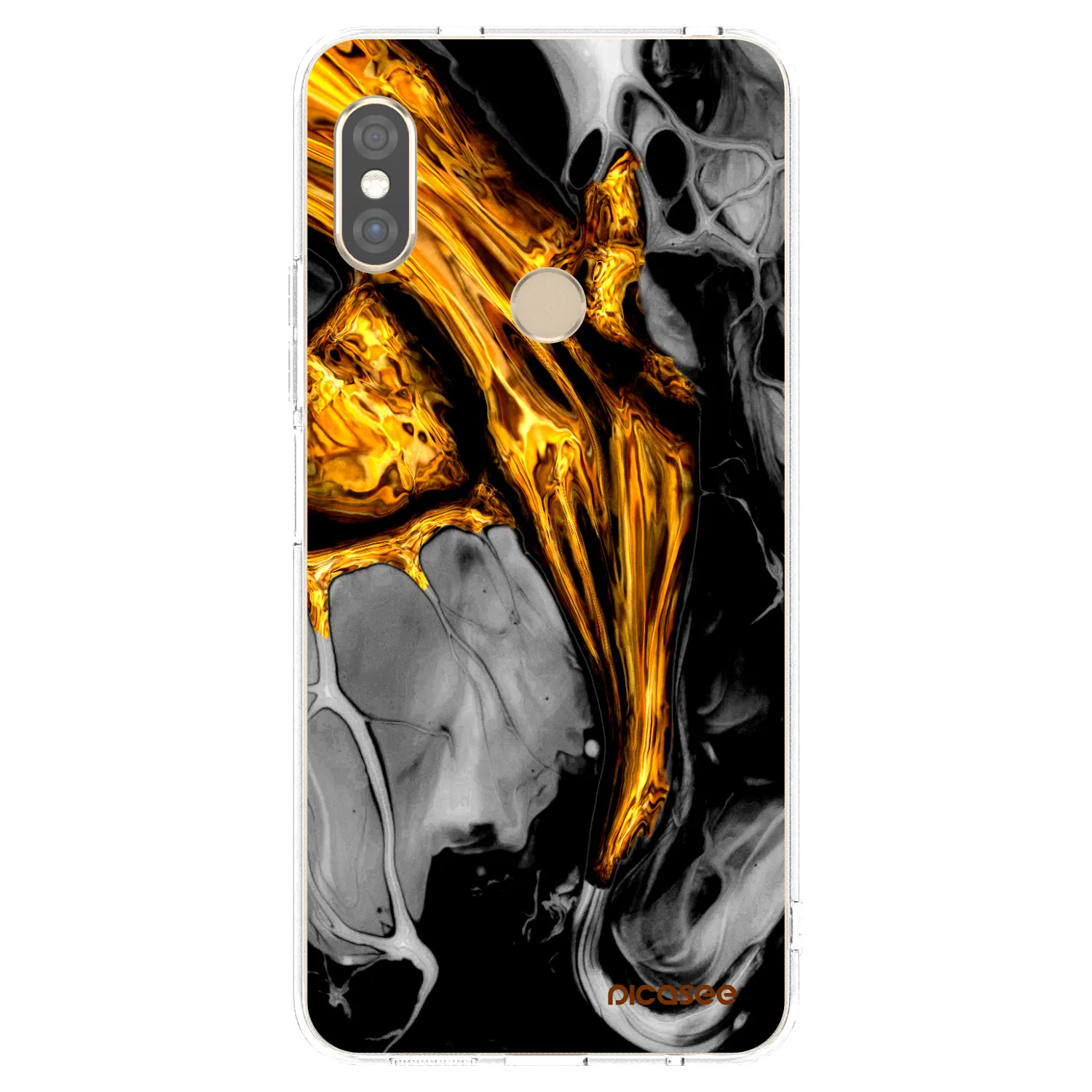 Picasee Xiaomi Redmi Note 5 Global Hülle - Transparentes Silikon - Black Gold