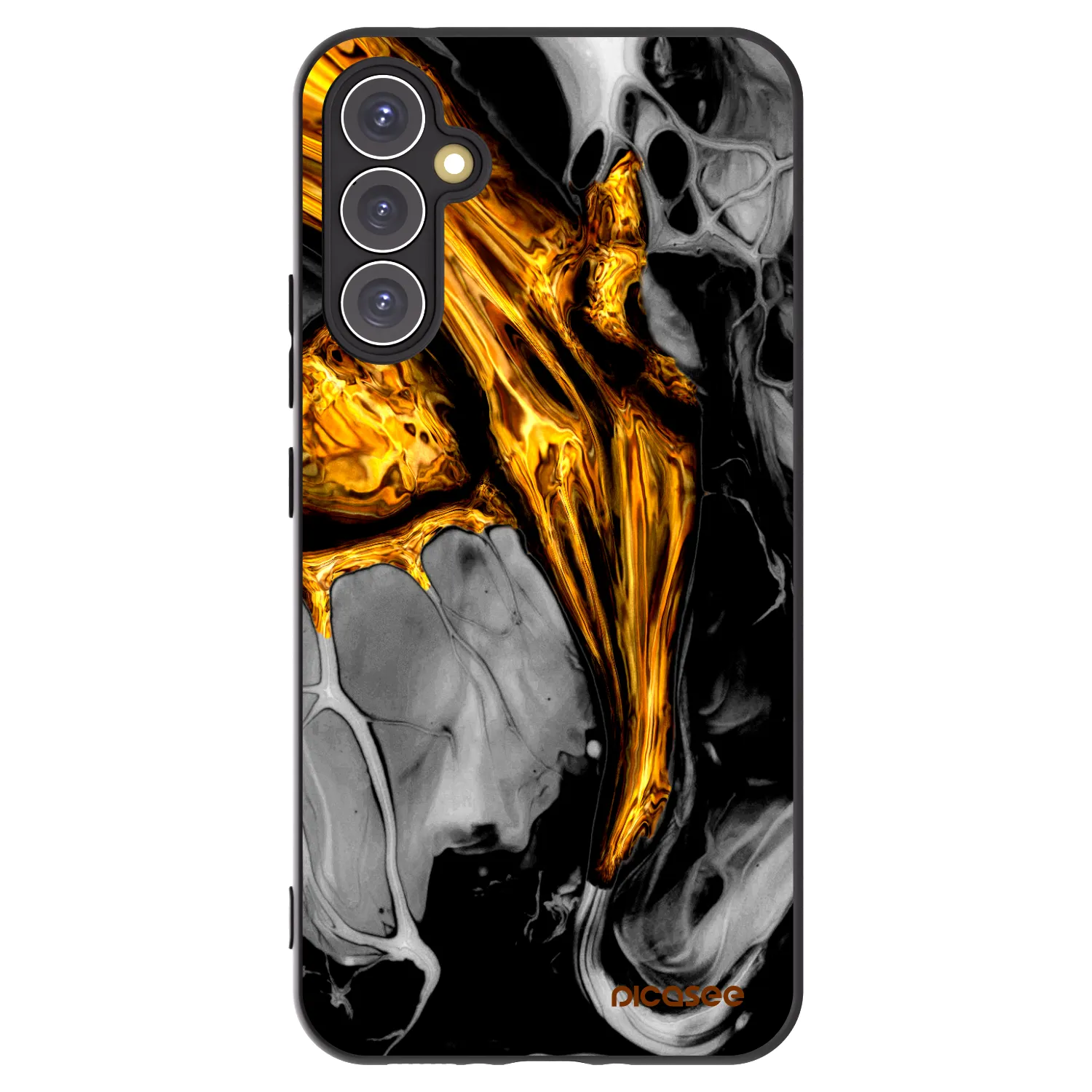 Picasee Samsung Galaxy A34 5G A346B Hülle - Schwarzes Silikon - Black Gold