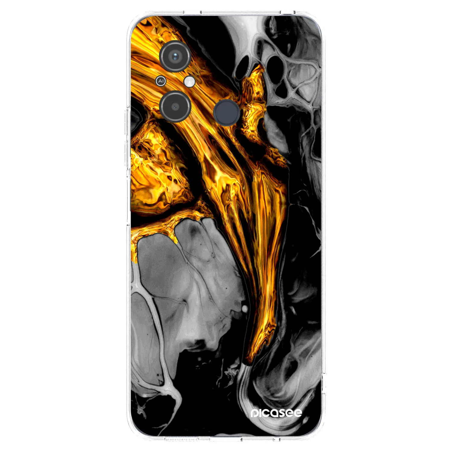 Picasee Xiaomi Redmi 12C Hülle - Transparentes Silikon - Black Gold