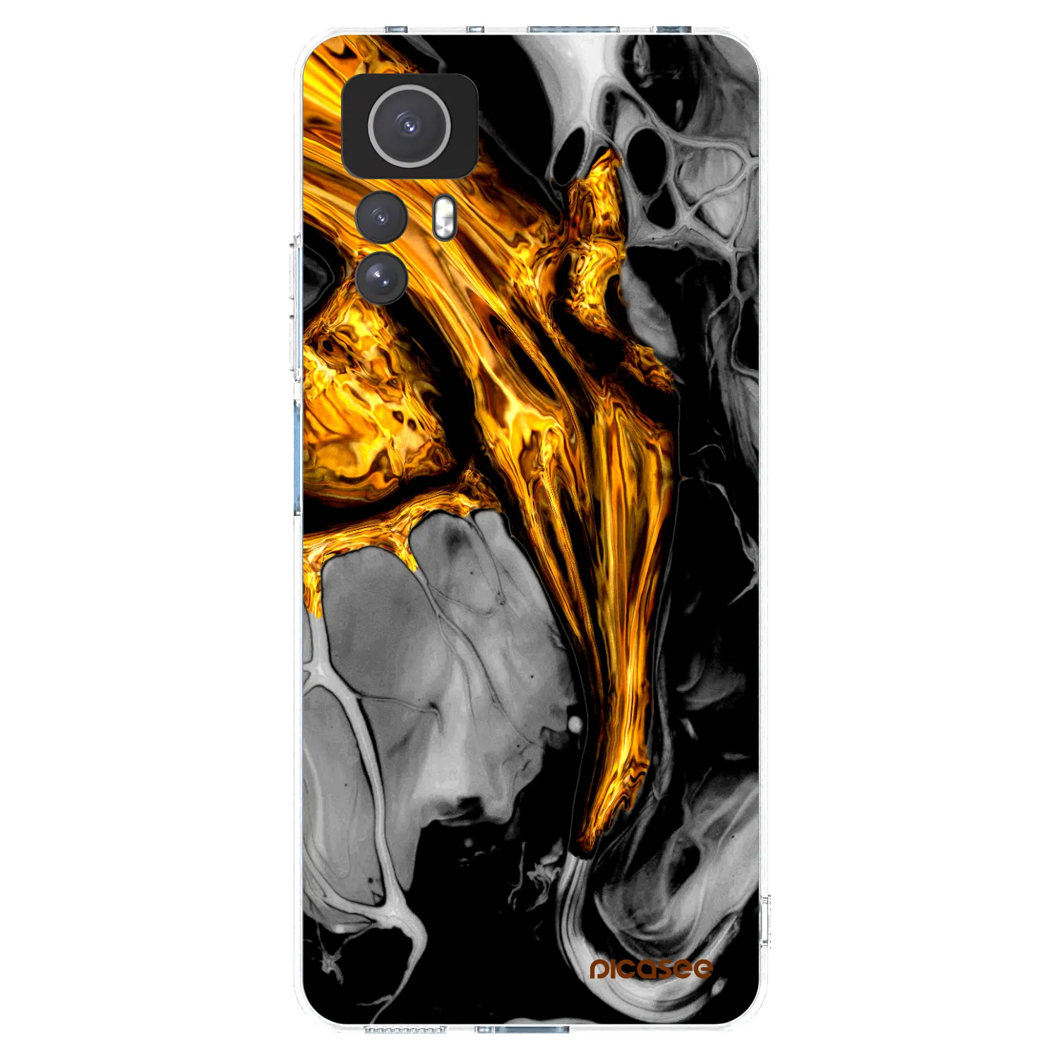 Picasee Xiaomi Redmi Note 12S Hülle - Transparentes Silikon - Black Gold