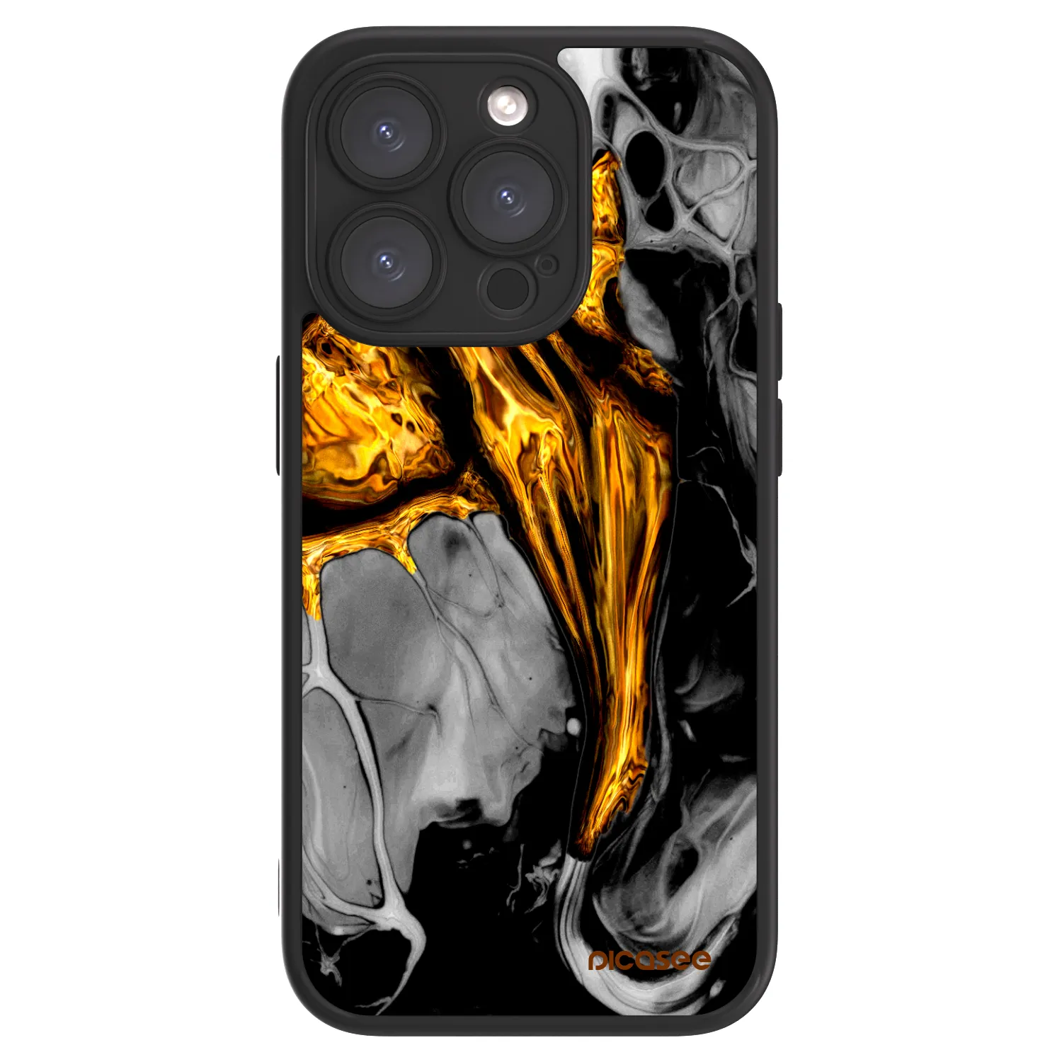 Picasee ULTIMATE CASE MagSafe für Apple iPhone 15 Pro - Black Gold