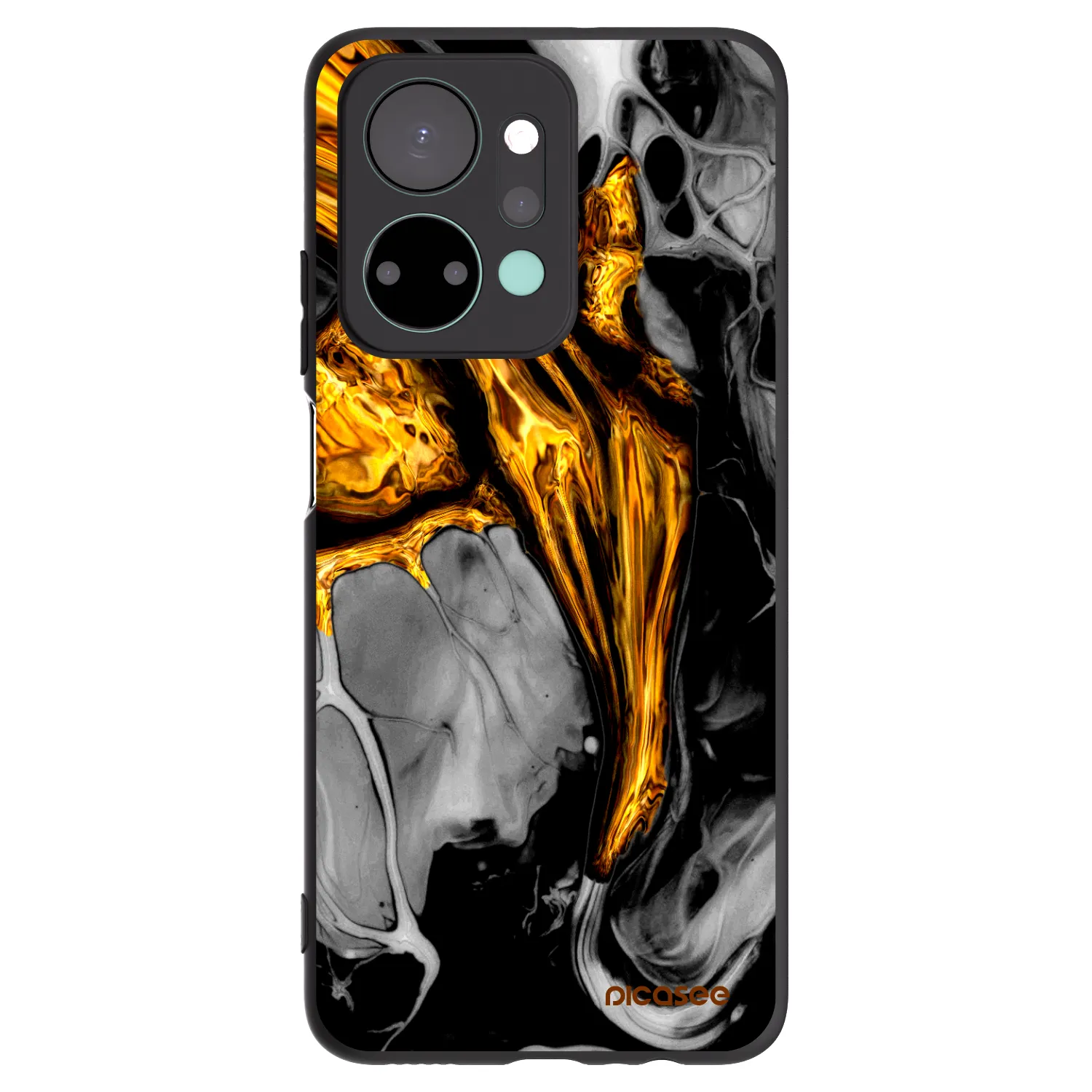 Picasee Honor X7a Hülle - Schwarzes Silikon - Black Gold