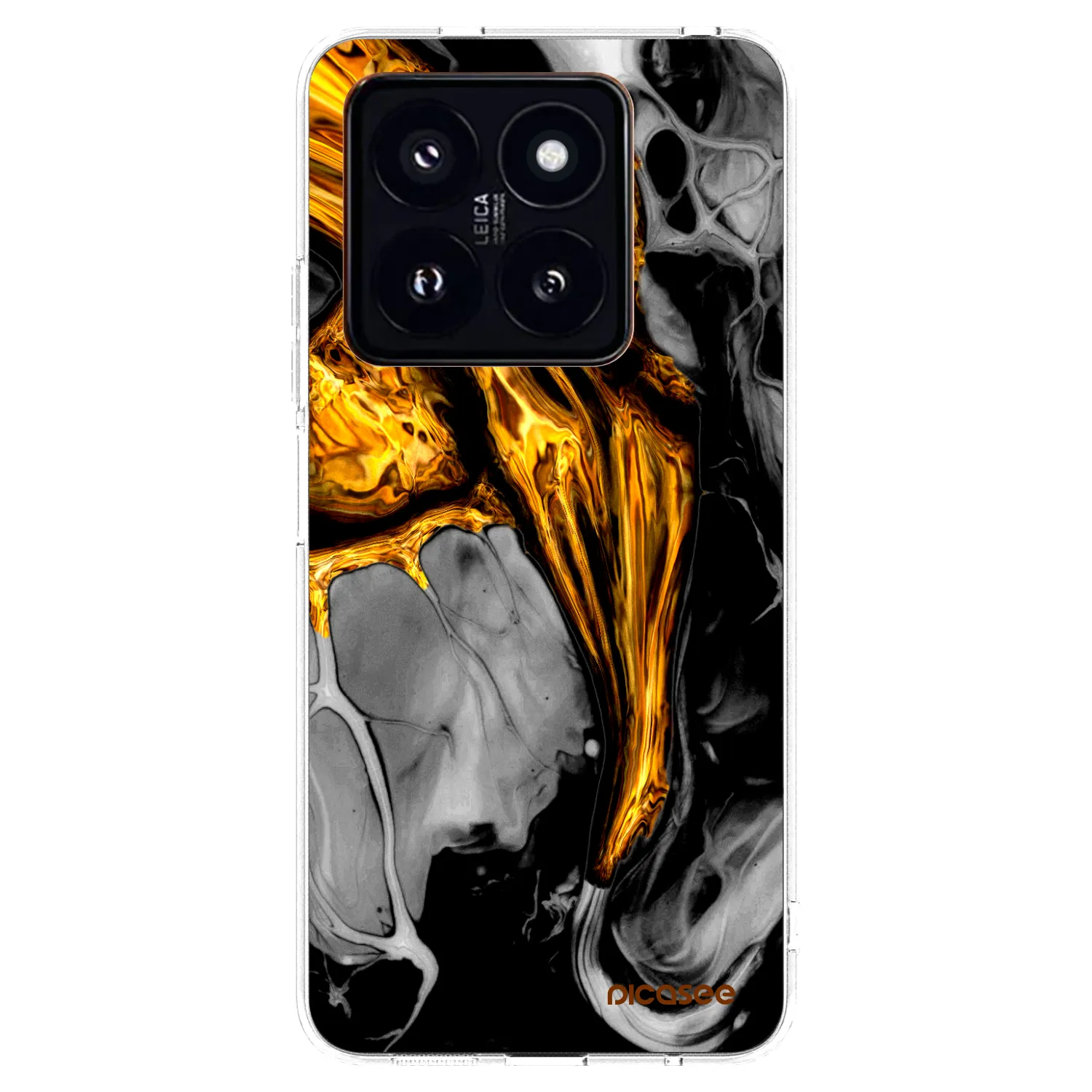 Picasee Xiaomi 14 Pro Hülle - Transparentes Silikon - Black Gold