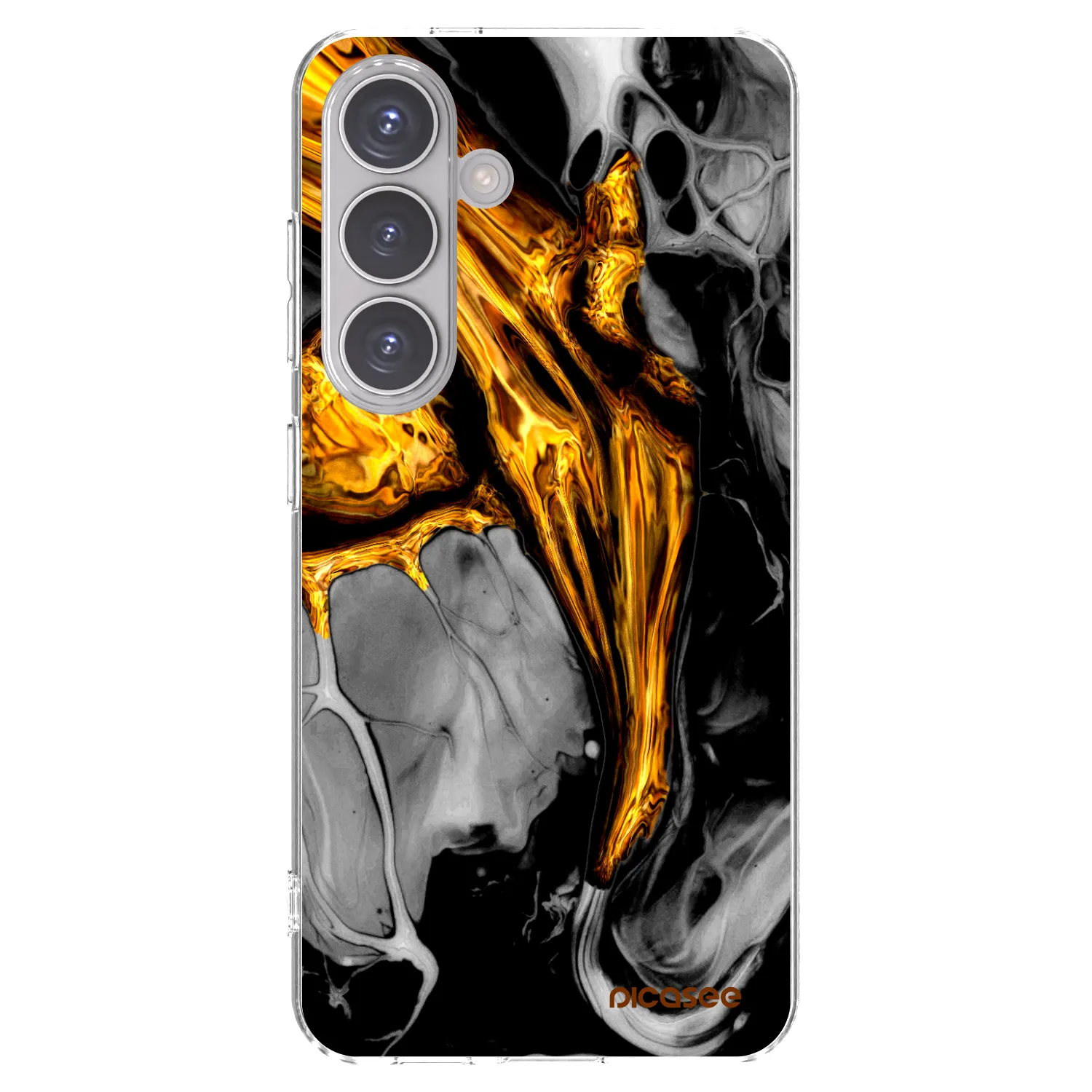 Picasee Samsung Galaxy S24 S921B 5G Hülle - Transparentes Silikon - Black Gold