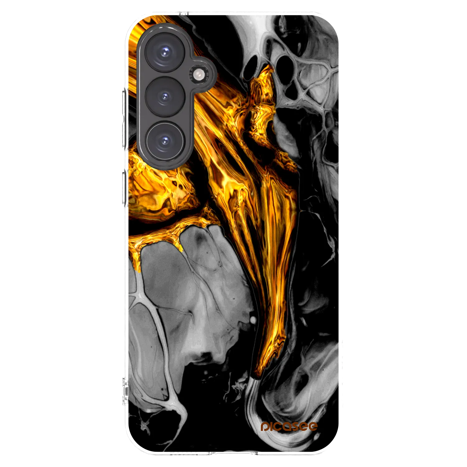 Picasee Samsung Galaxy S23 FE S711B Hülle - Transparentes Silikon - Black Gold