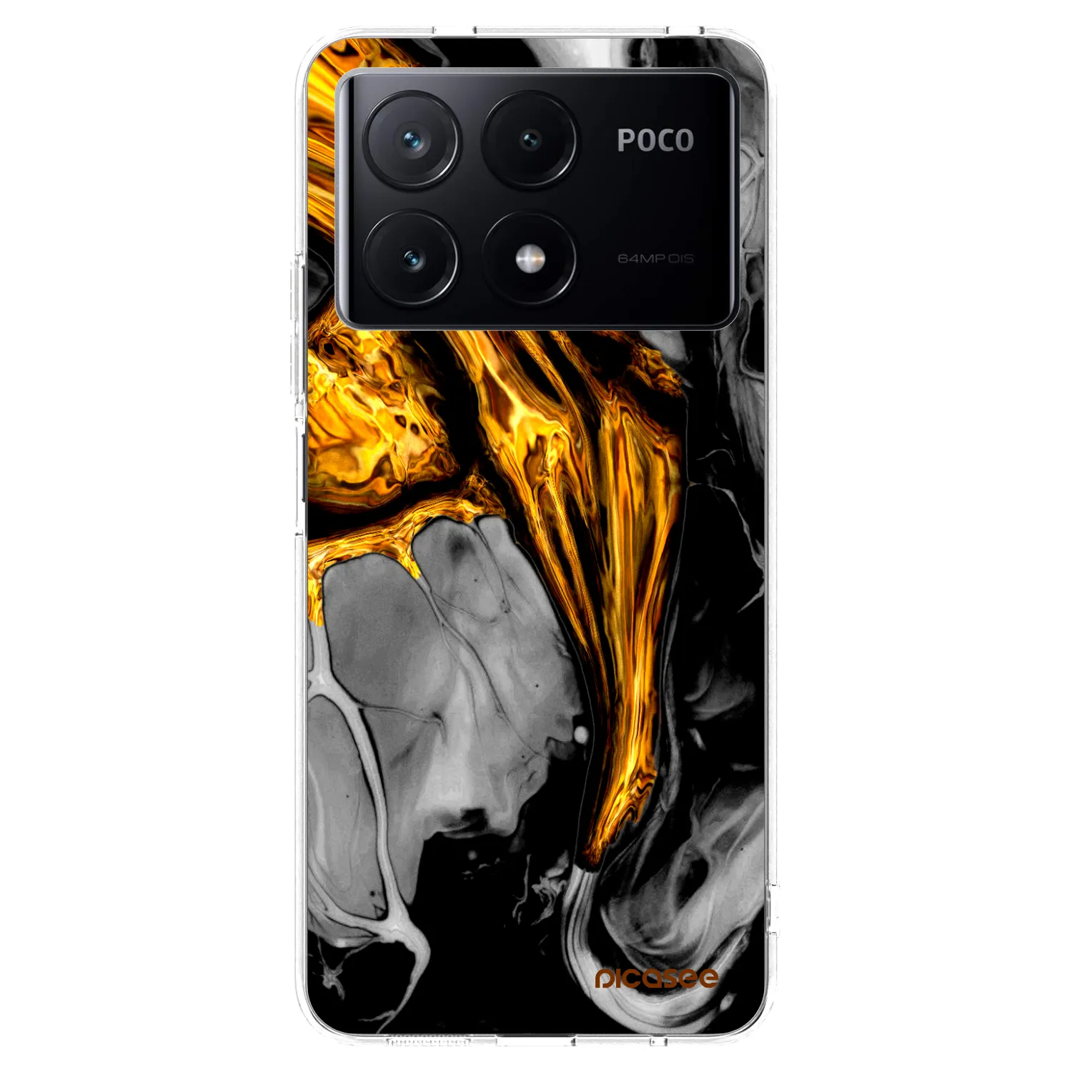 Picasee Xiaomi Poco X6 Pro Hülle - Transparentes Silikon - Black Gold