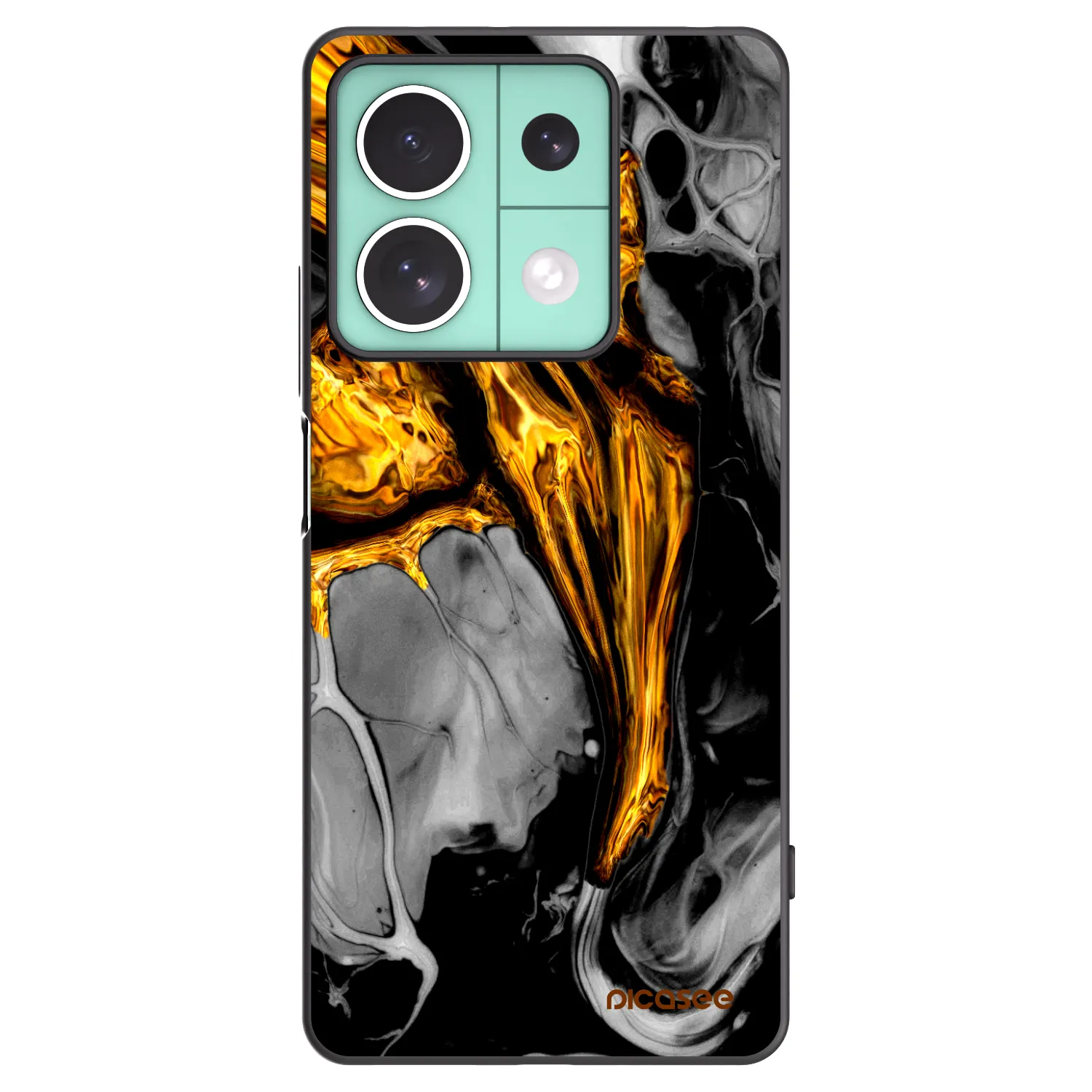Picasee Xiaomi Redmi Note 13 5G Hülle - Schwarzes Silikon - Black Gold