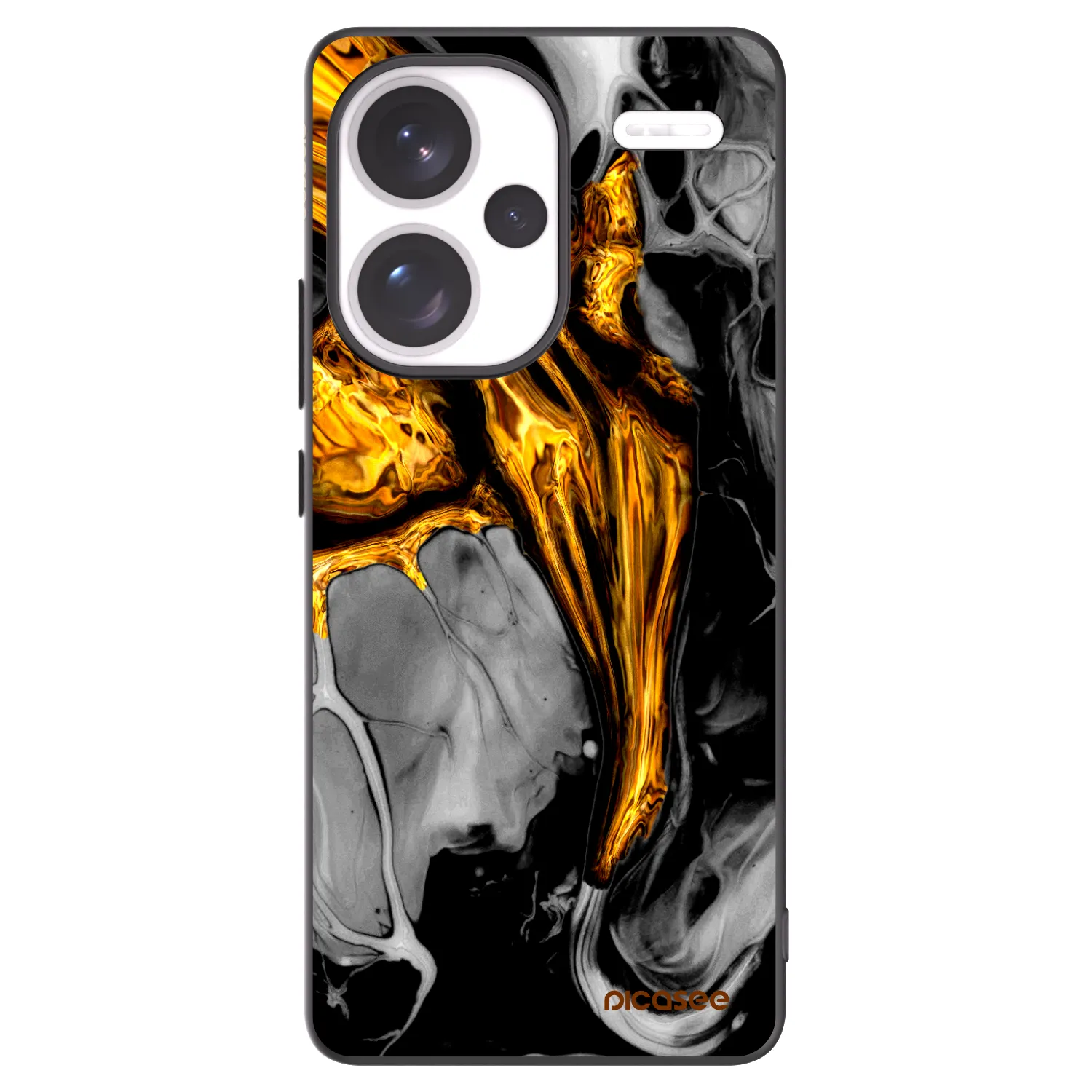 Picasee Xiaomi Redmi Note 13 Pro+ 5G Hülle - Schwarzes Silikon - Black Gold