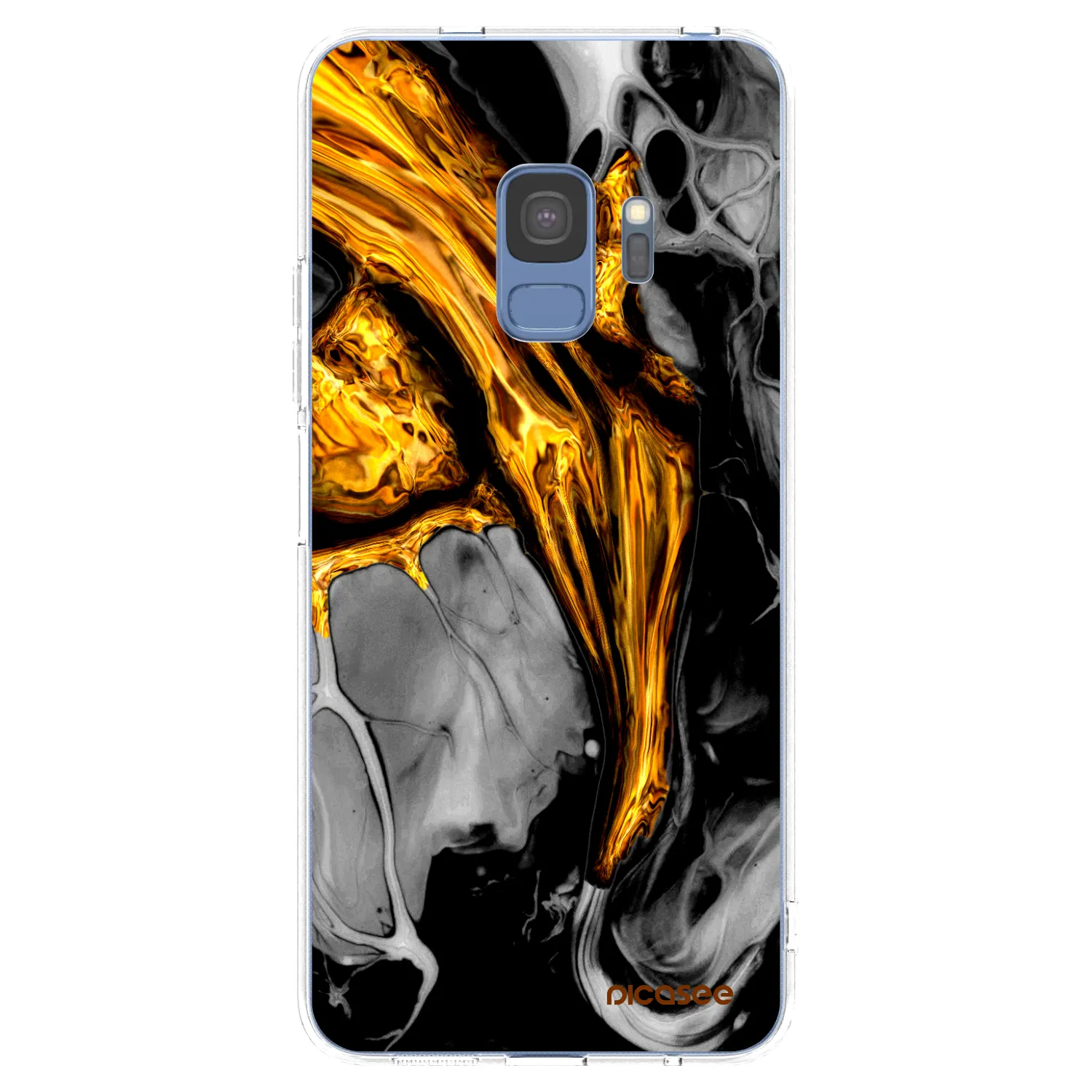 Picasee Samsung Galaxy S9 G960F Hülle - Transparentes Silikon - Black Gold