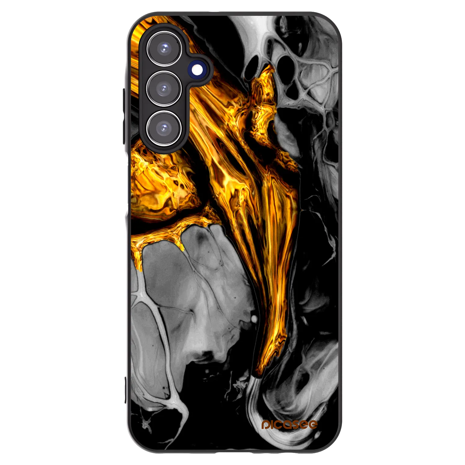 Picasee Samsung Galaxy A15 A155F 4G Hülle - Schwarzes Silikon - Black Gold