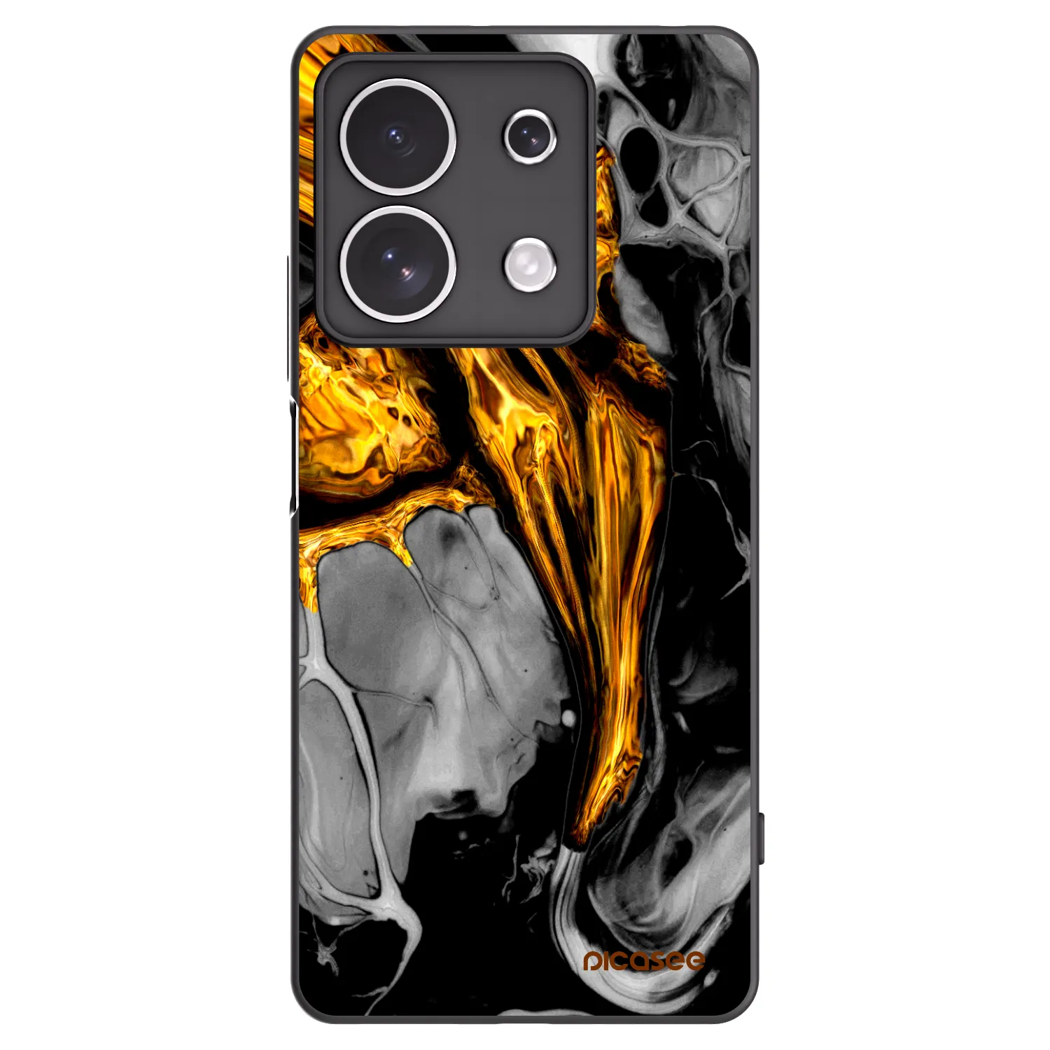 Picasee Xiaomi Redmi Note 13 4G Hülle - Schwarzes Silikon - Black Gold
