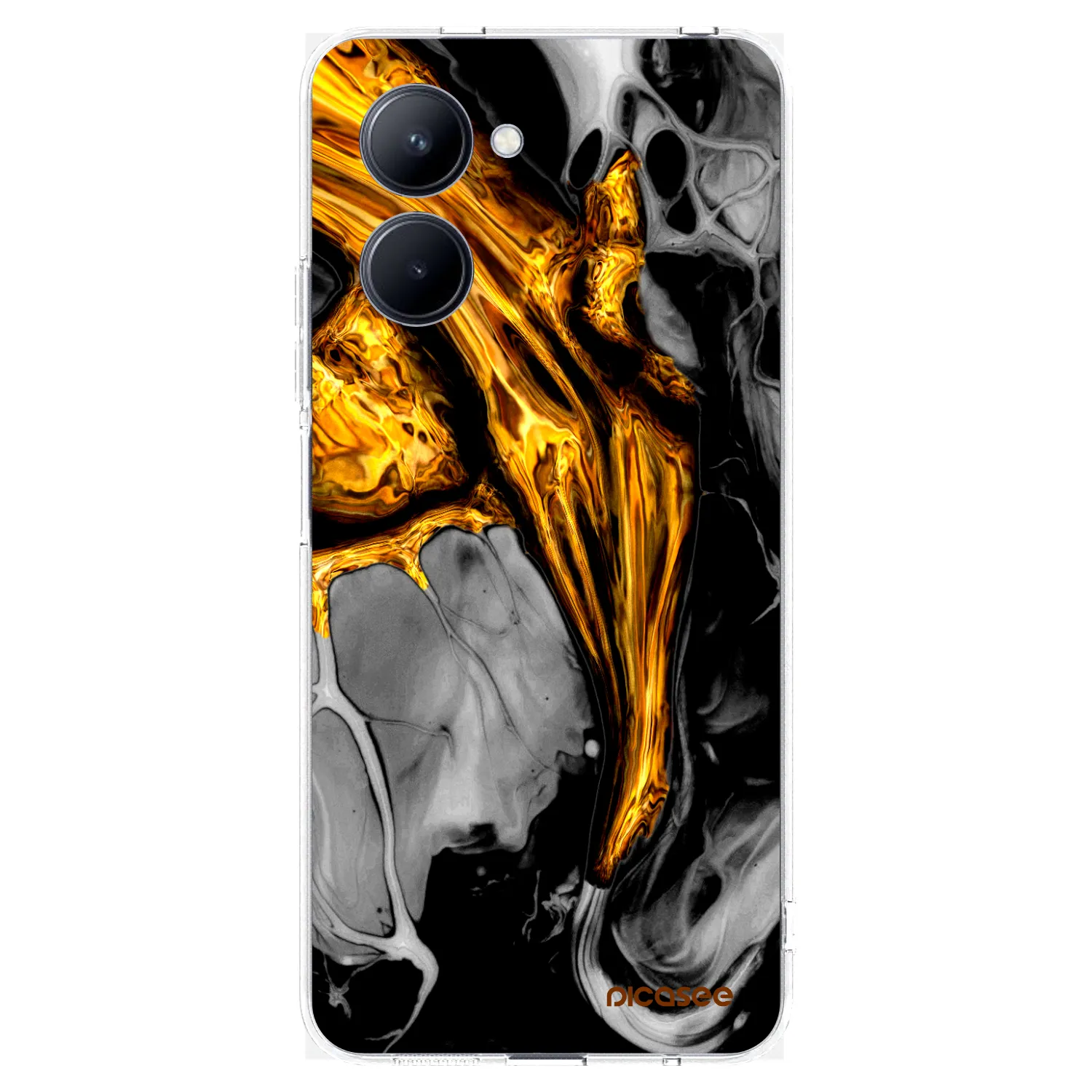 Picasee Realme C33 (2023) Hülle - Transparentes Silikon - Black Gold