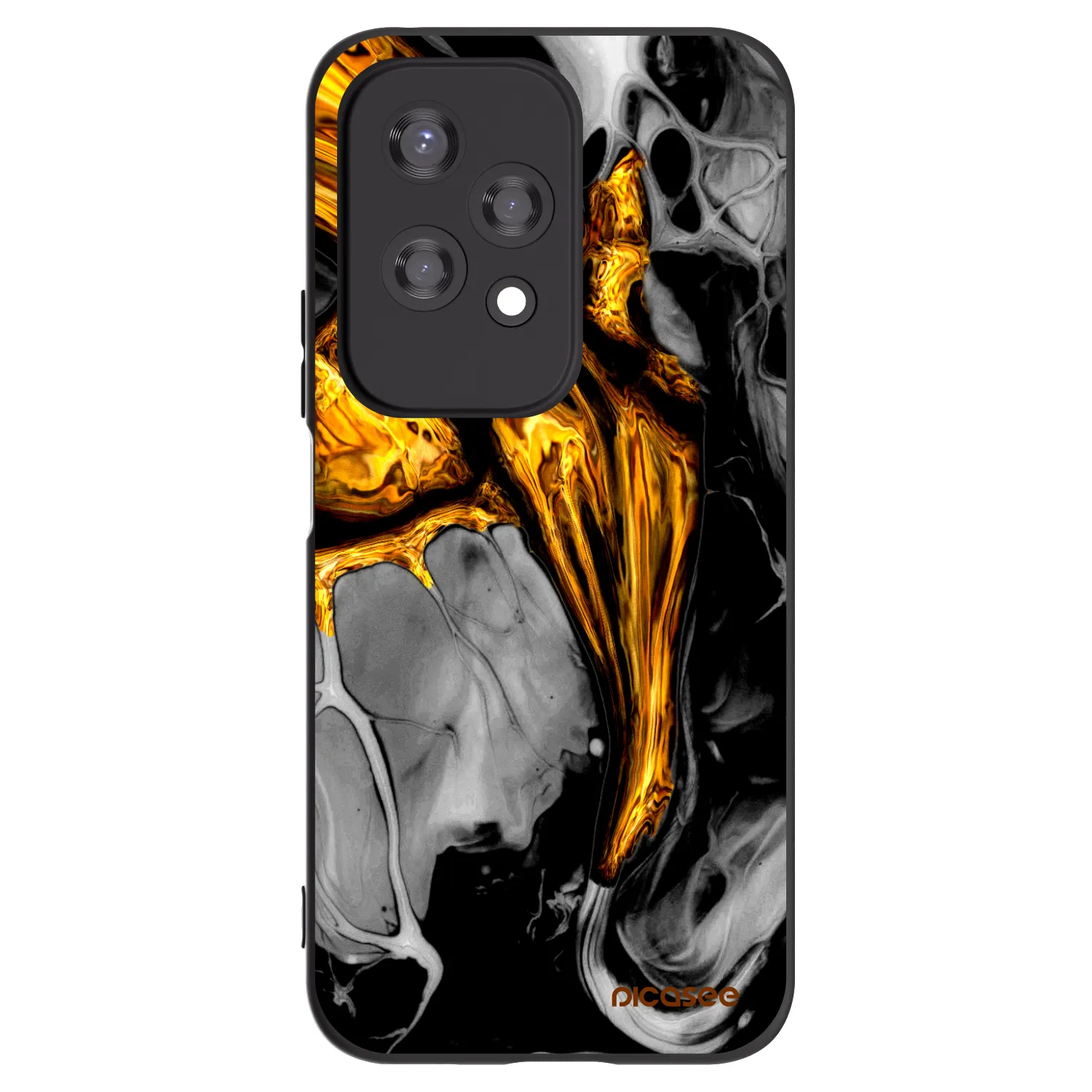 Picasee Honor 200 Lite Hülle - Schwarzes Silikon - Black Gold