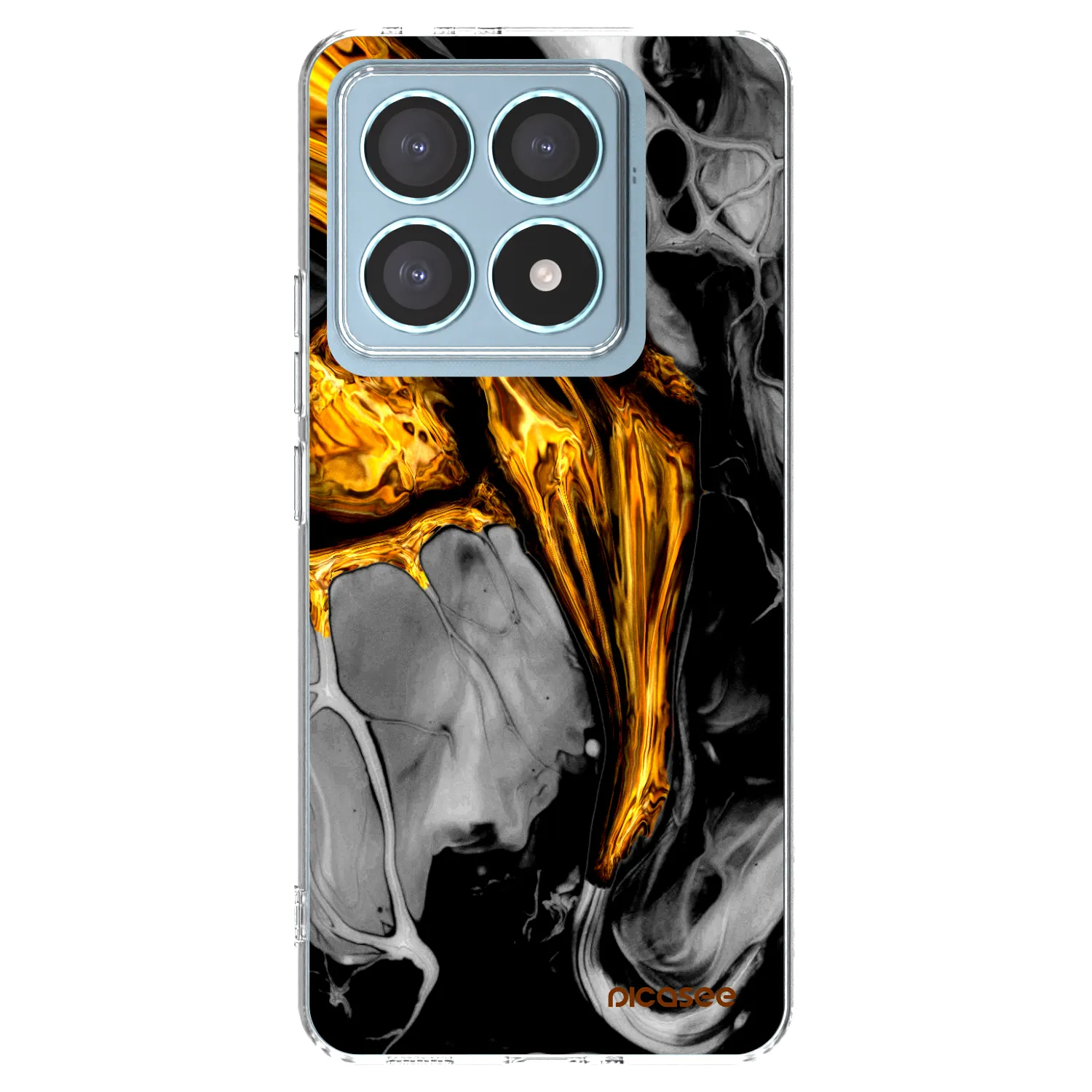 Picasee Xiaomi 14T Pro Hülle - Transparentes Silikon - Black Gold