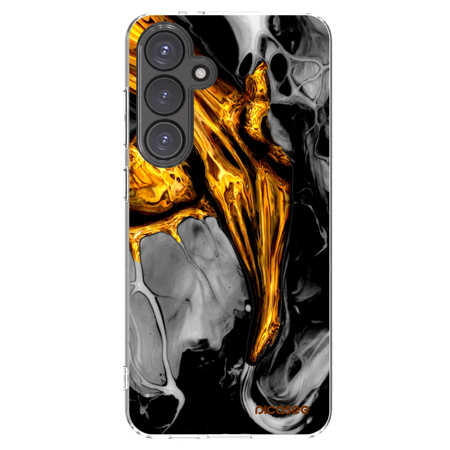Picasee Samsung Galaxy S24 FE S721B Hülle - Transparentes Silikon - Black Gold