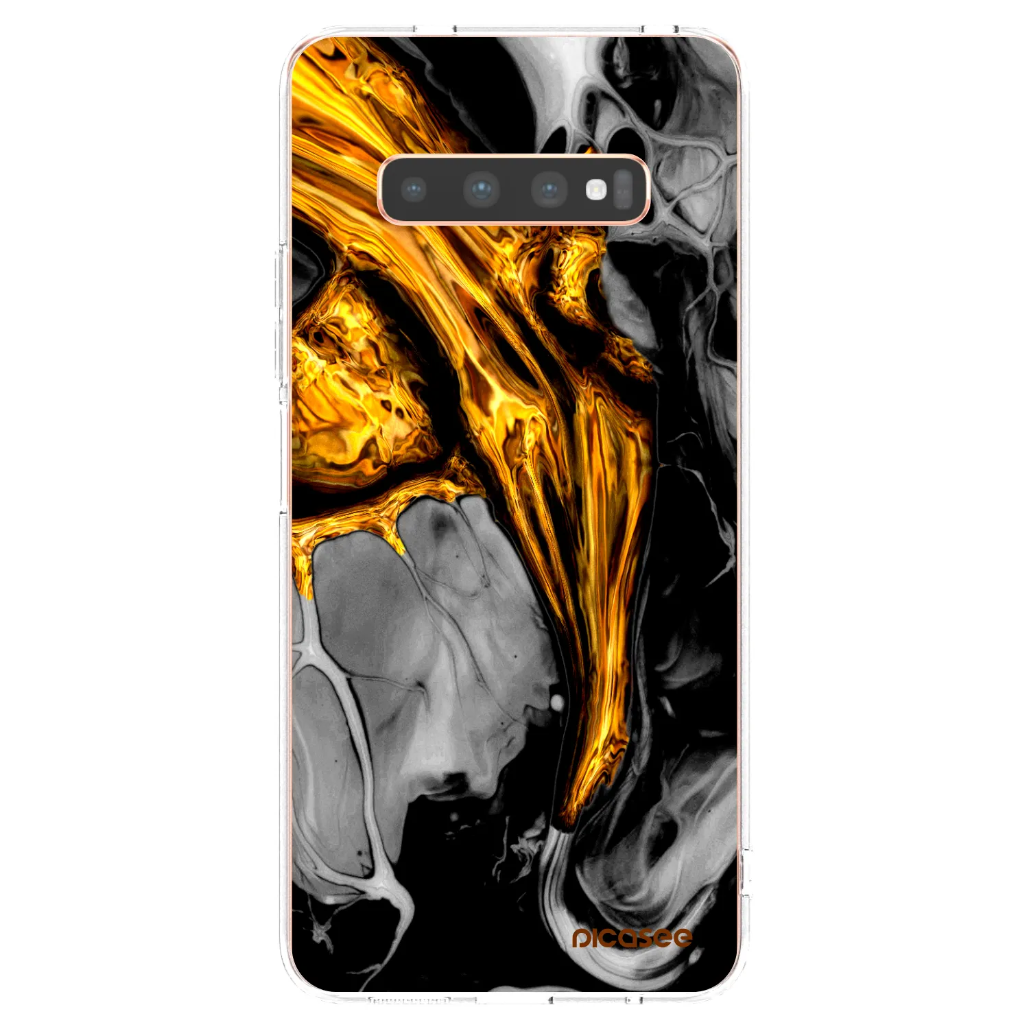 Picasee Samsung Galaxy S10 Plus G975 Hülle - Transparentes Silikon - Black Gold