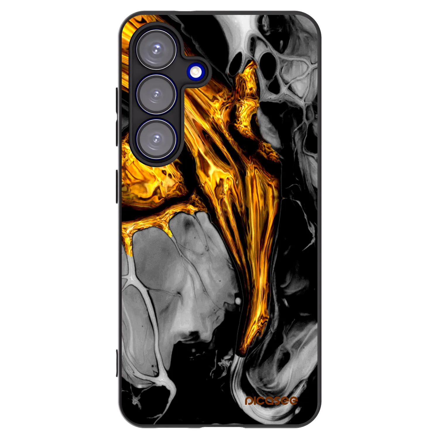 Picasee Samsung Galaxy S25 5G Hülle - Schwarzes Silikon - Black Gold