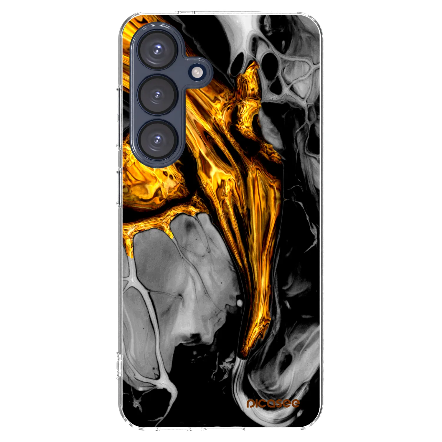 Picasee Samsung Galaxy S25 5G Hülle - Transparentes Silikon - Black Gold