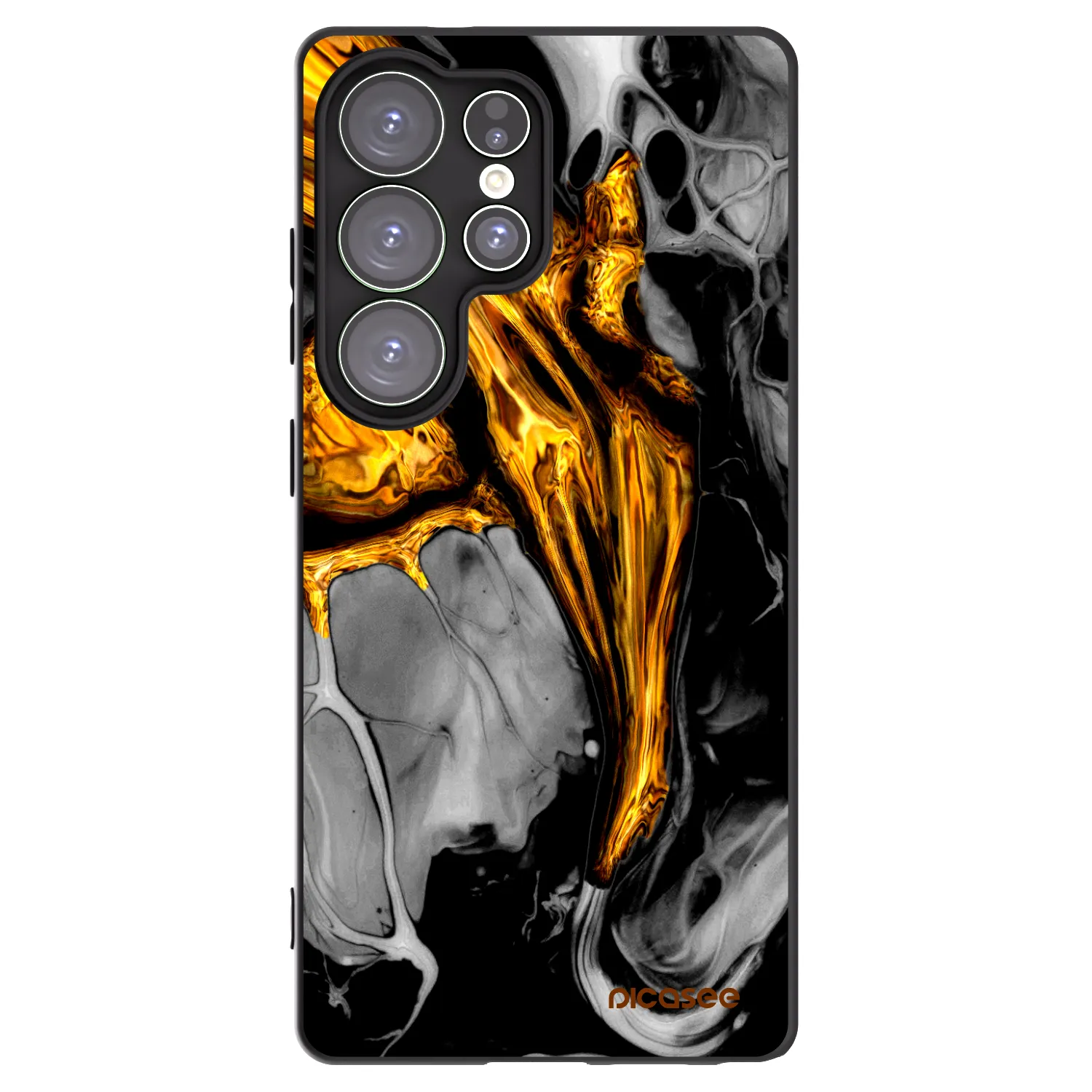 Picasee Samsung Galaxy S25 Ultra 5G Hülle - Schwarzes Silikon - Black Gold
