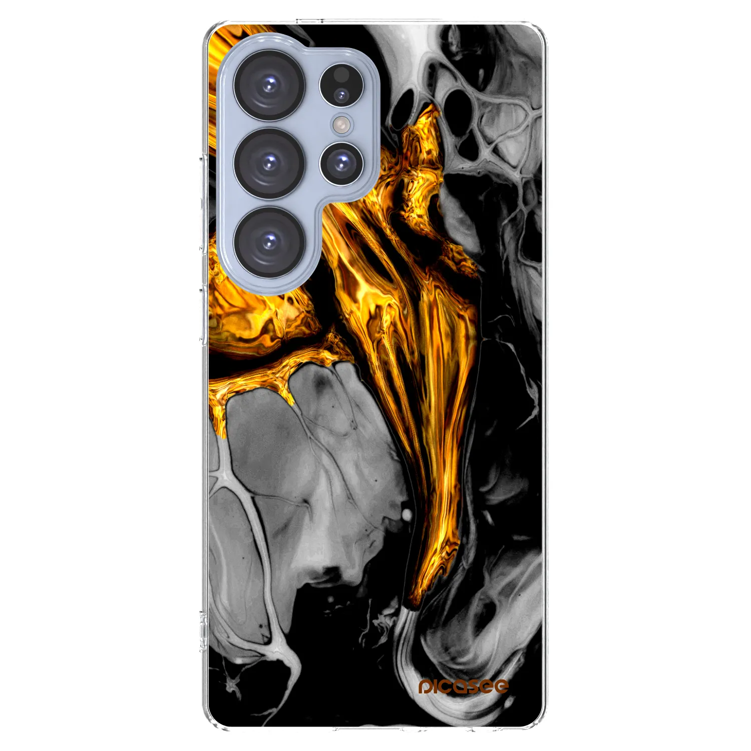 Picasee Samsung Galaxy S25 Ultra 5G Hülle - Transparentes Silikon - Black Gold