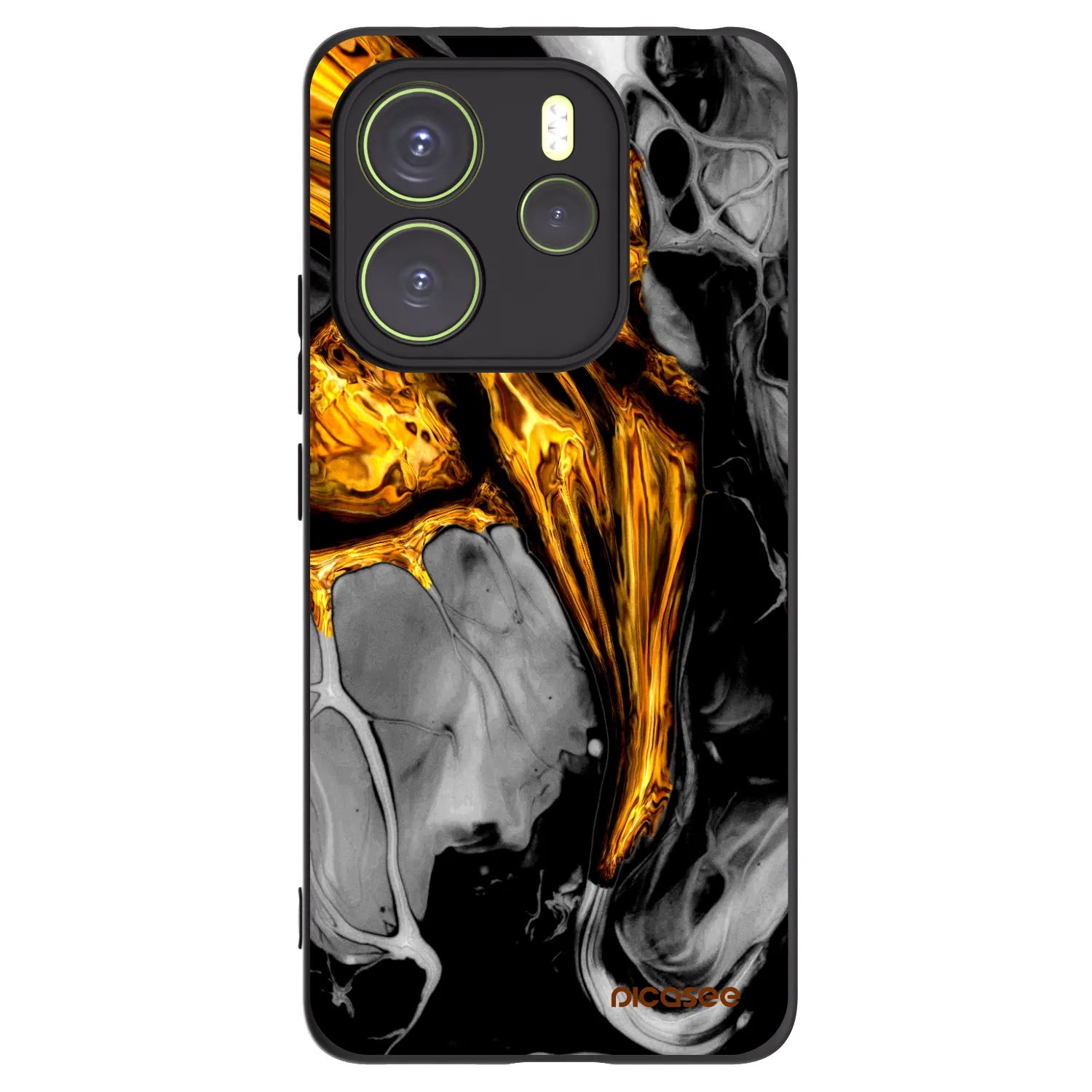 Picasee Xiaomi Redmi Note 14 4G Hülle - Schwarzes Silikon - Black Gold