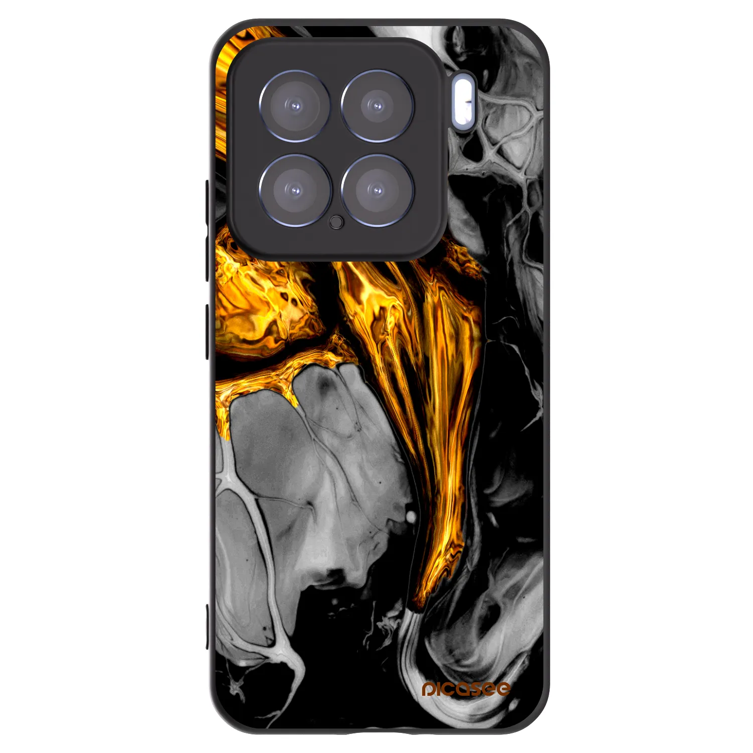 Picasee Xiaomi 15 Hülle - Schwarzes Silikon - Black Gold