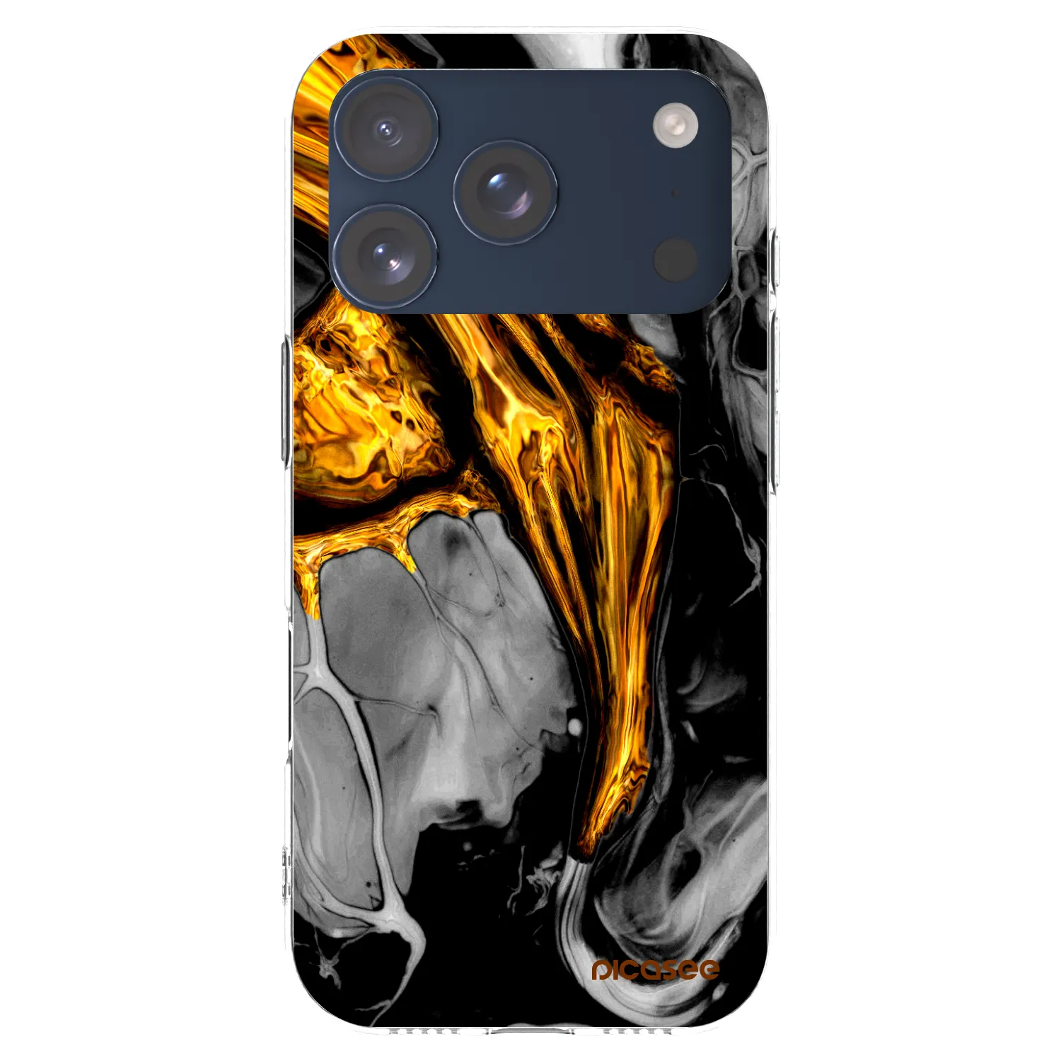 Picasee Apple iPhone 17 Pro Hülle - Transparentes Silikon - Black Gold