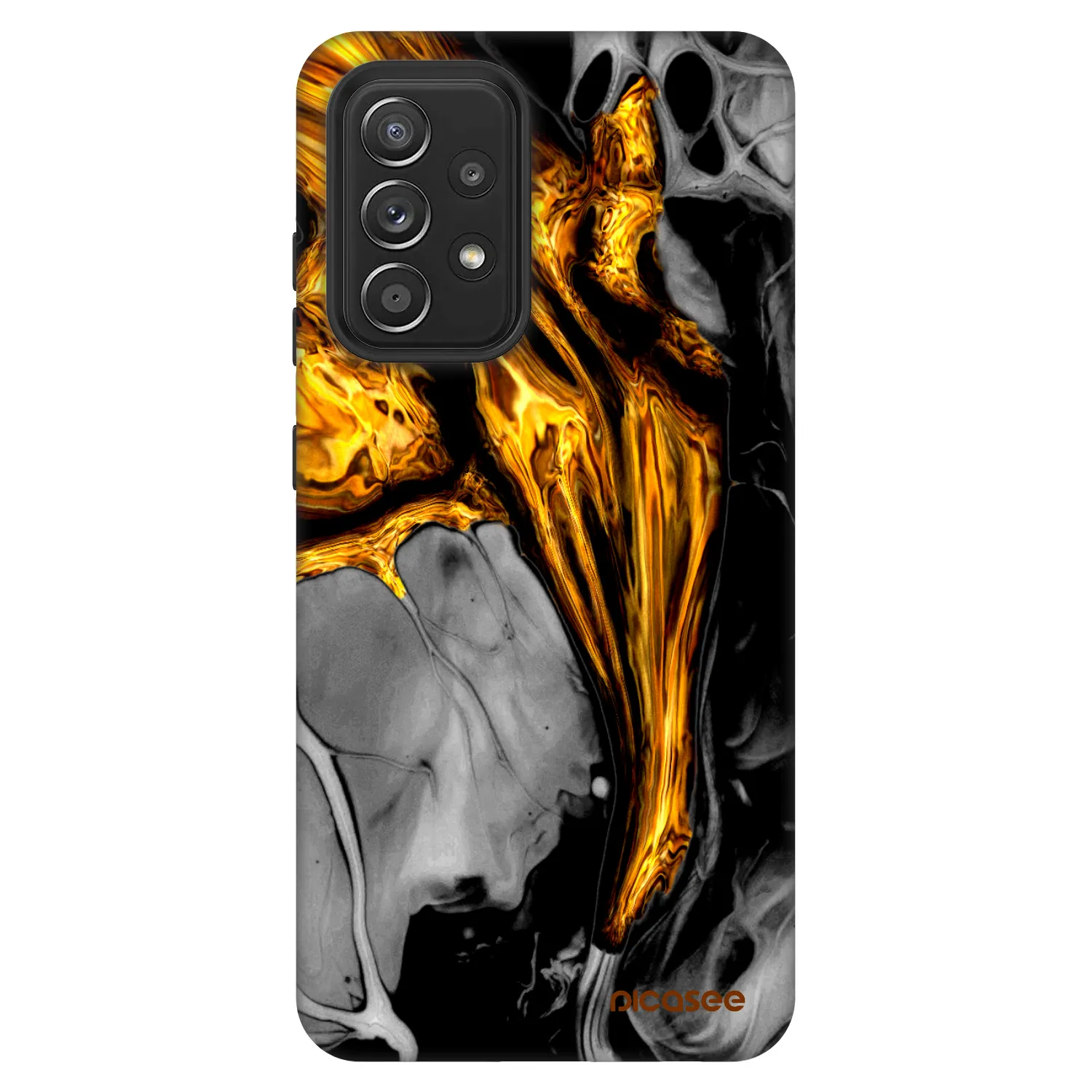 Picasee Fashion Case für Samsung Galaxy A52 5G A525F - Black Gold
