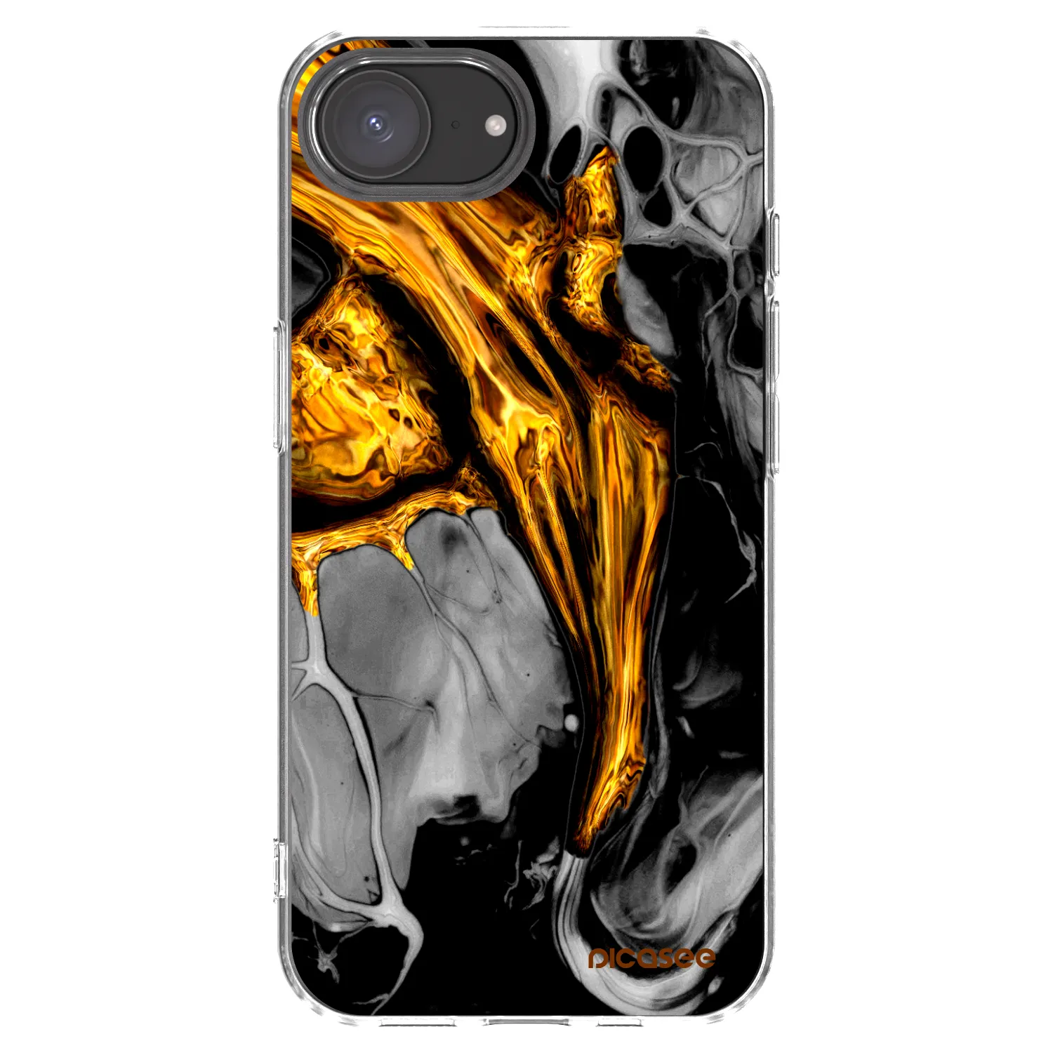 Picasee Apple iPhone 17e Hülle - Transparentes Silikon - Black Gold