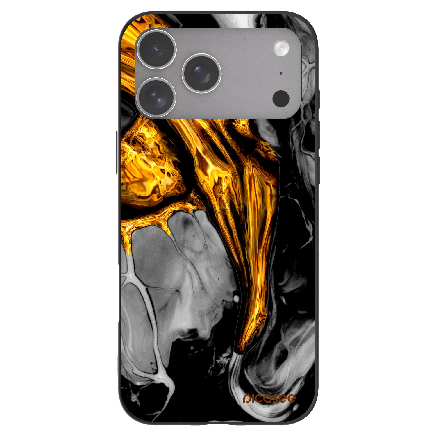 Picasee Apple iPhone 18 Pro Max Hülle - Schwarzes Silikon - Black Gold