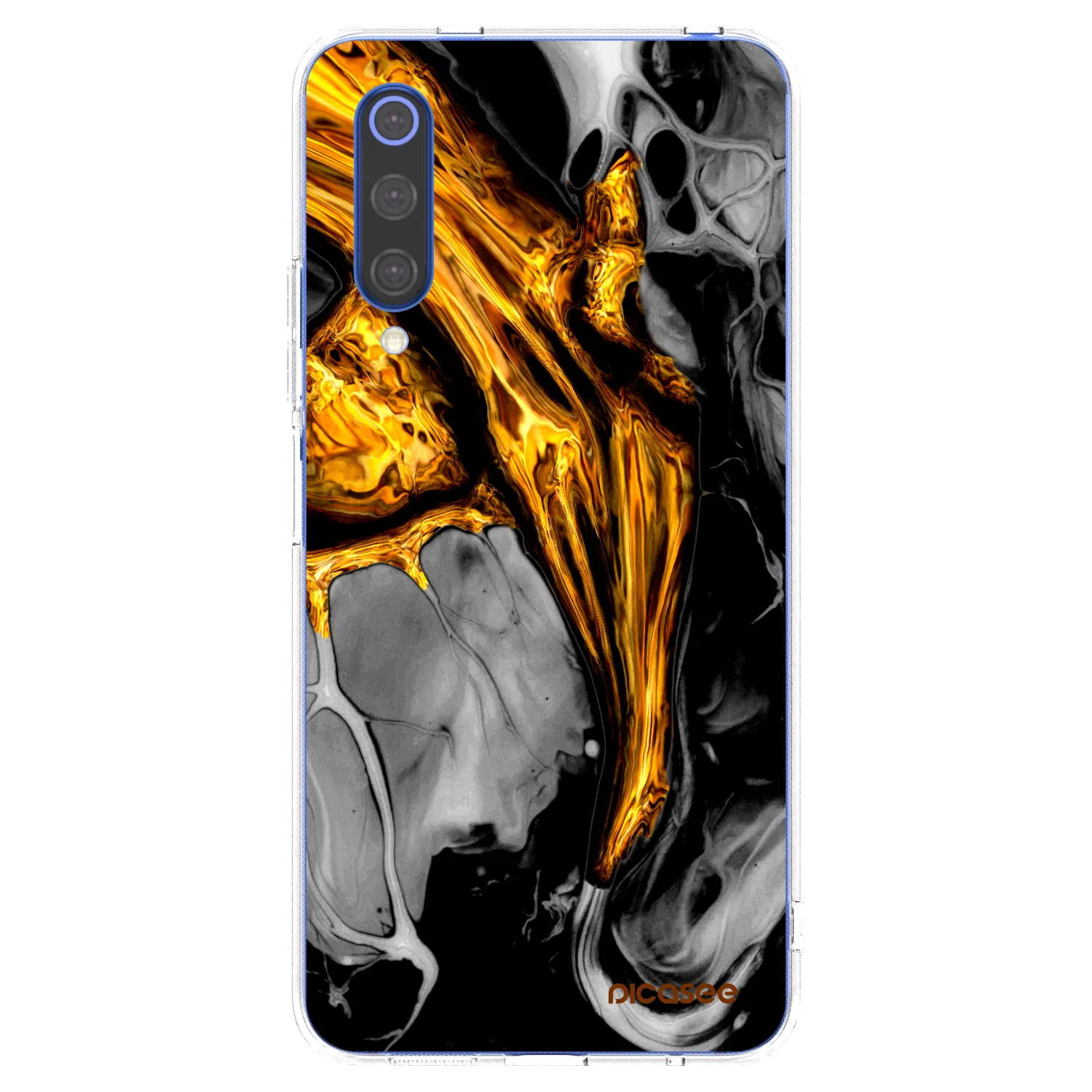 Picasee Xiaomi Mi 9 SE Hülle - Transparentes Silikon - Black Gold