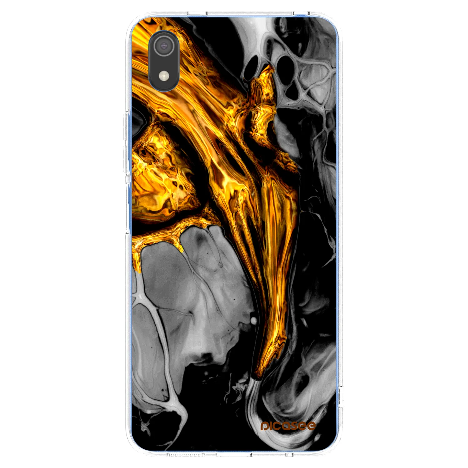 Picasee Xiaomi Redmi 7A Hülle - Transparentes Silikon - Black Gold